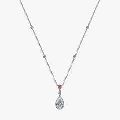 By the Yard Invisible Halo Pink Pear Diamond Necklace