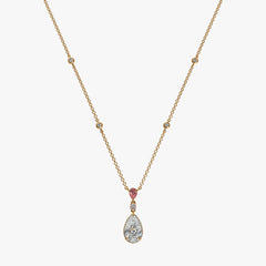 By the Yard Invisible Halo Pink Pear Diamond Necklace