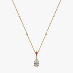 By the Yard Invisible Halo Pink Pear Diamond Necklace