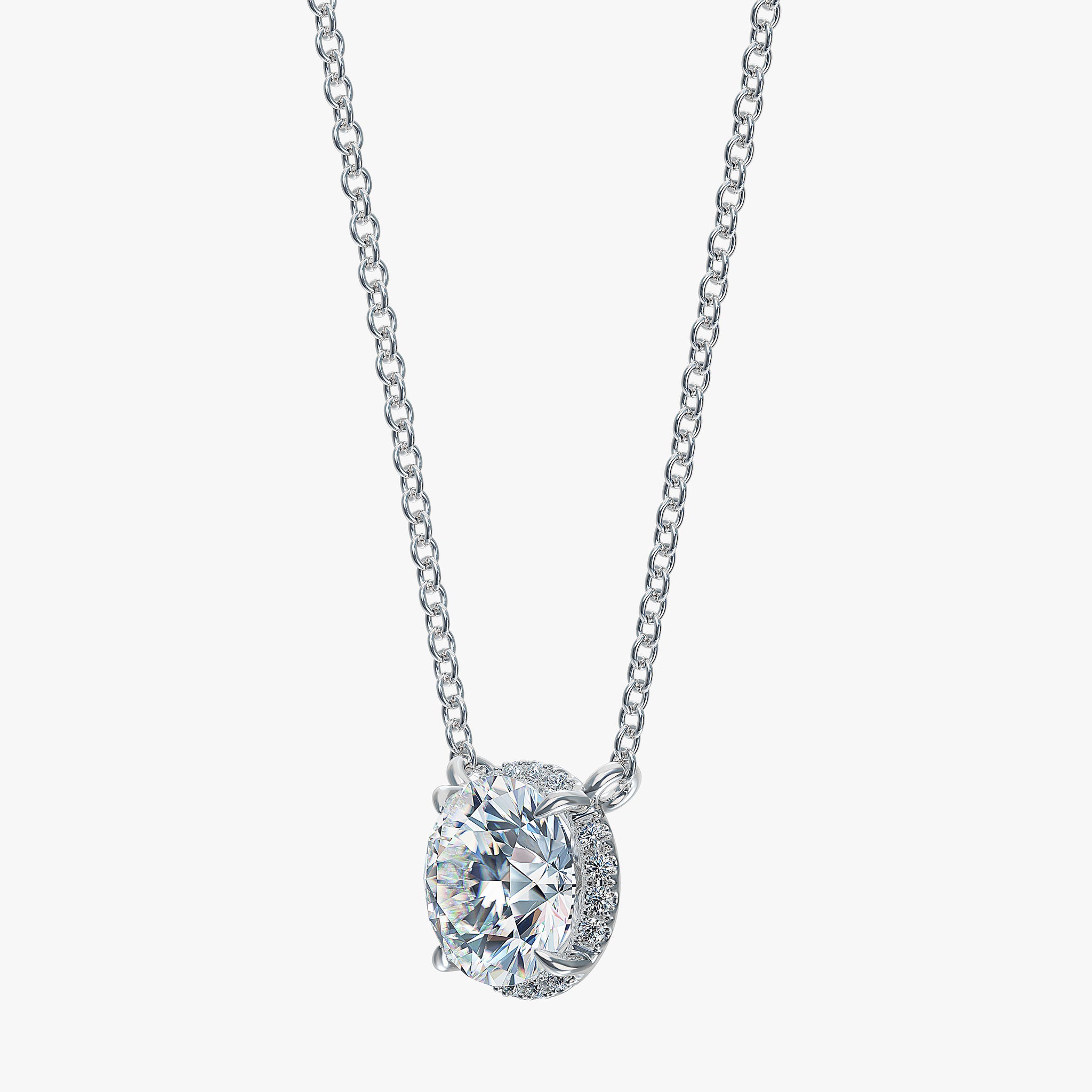 J'EVAR 18KT White Gold Invisible Halo ALTR Lab Grown Diamond Necklace Side Perspective View