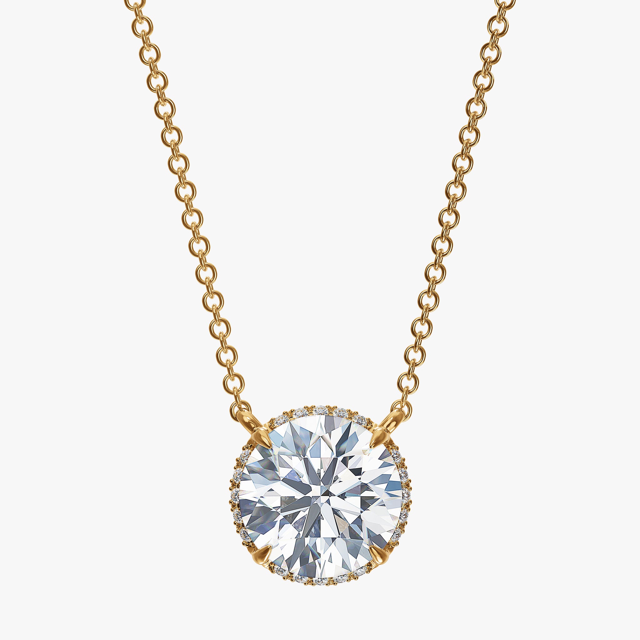 J'EVAR 18KT Yellow Gold Invisible Halo ALTR Lab Grown Diamond Necklace Front View