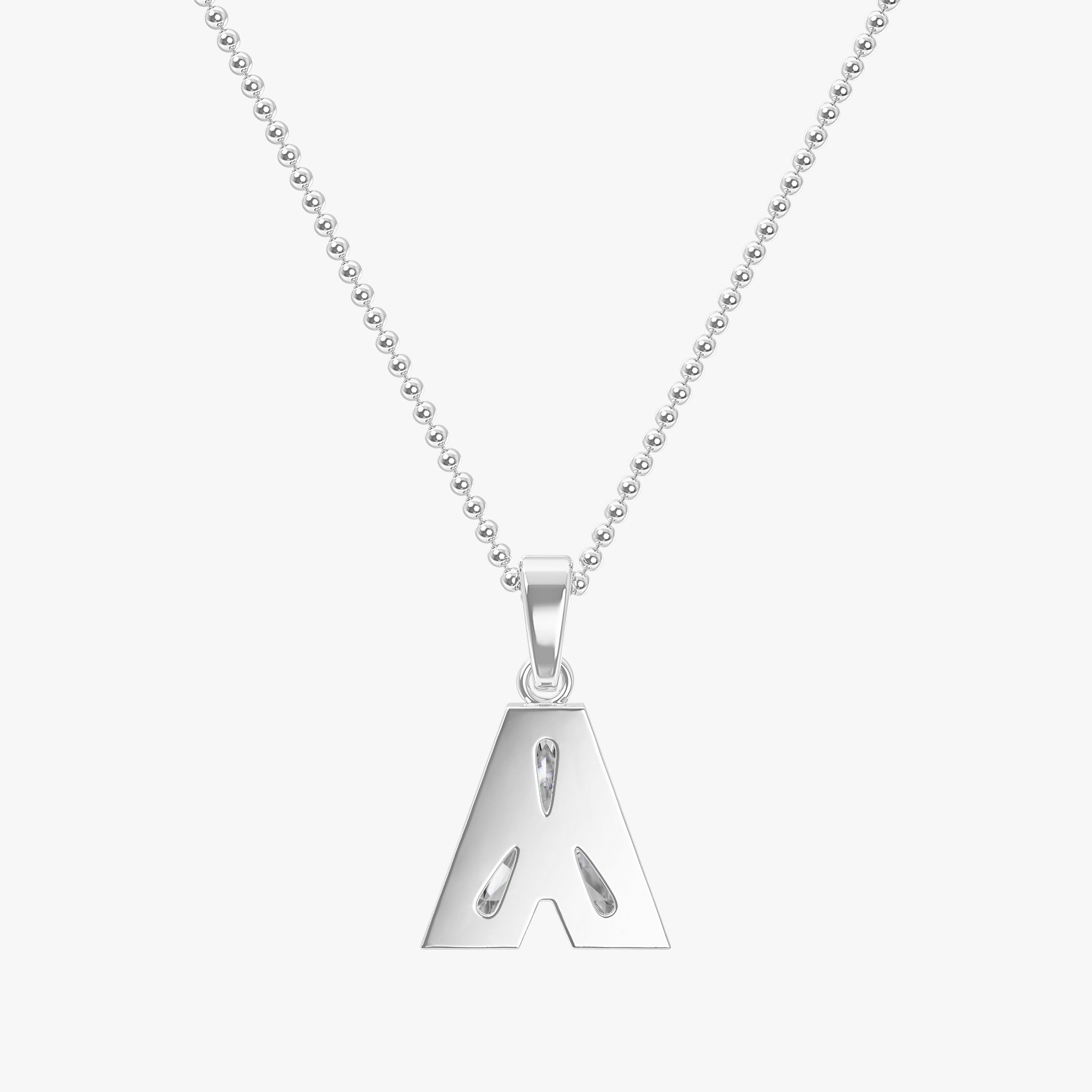 TYPE by J'EVAR 7MM LETTER A SOLITAIRE DIAMOND INITIAL PENDANT 18K White Gold ALTR Lab Grown Diamond Back View