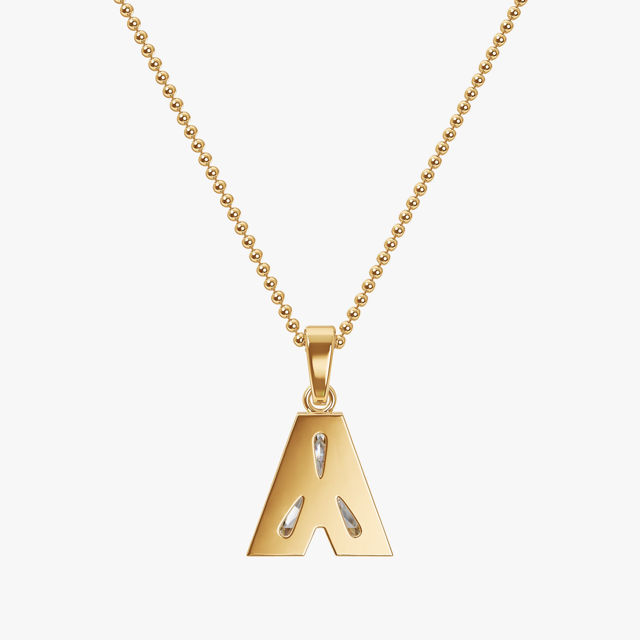 TYPE by J'EVAR 7MM LETTER A SOLITAIRE DIAMOND INITIAL PENDANT 18K Yellow Gold ALTR Lab Grown Diamond Back View