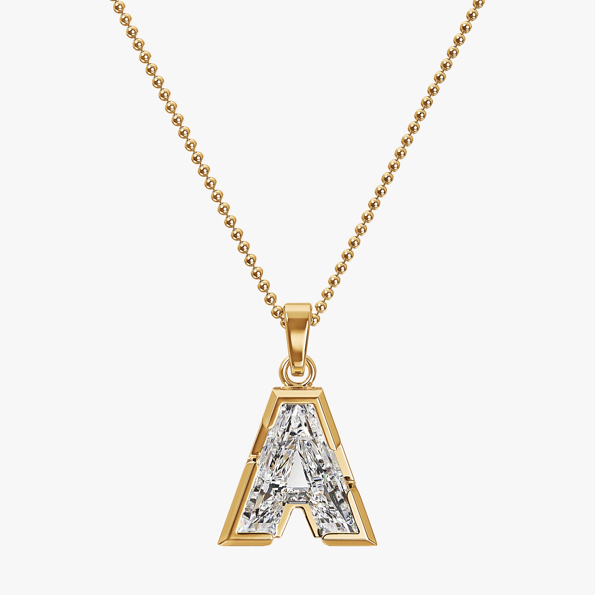 TYPE by J'EVAR 9MM A SOLITAIRE DIAMOND INITIAL PENDANT 18K Yellow Gold ALTR Lab Grown Diamond Front View