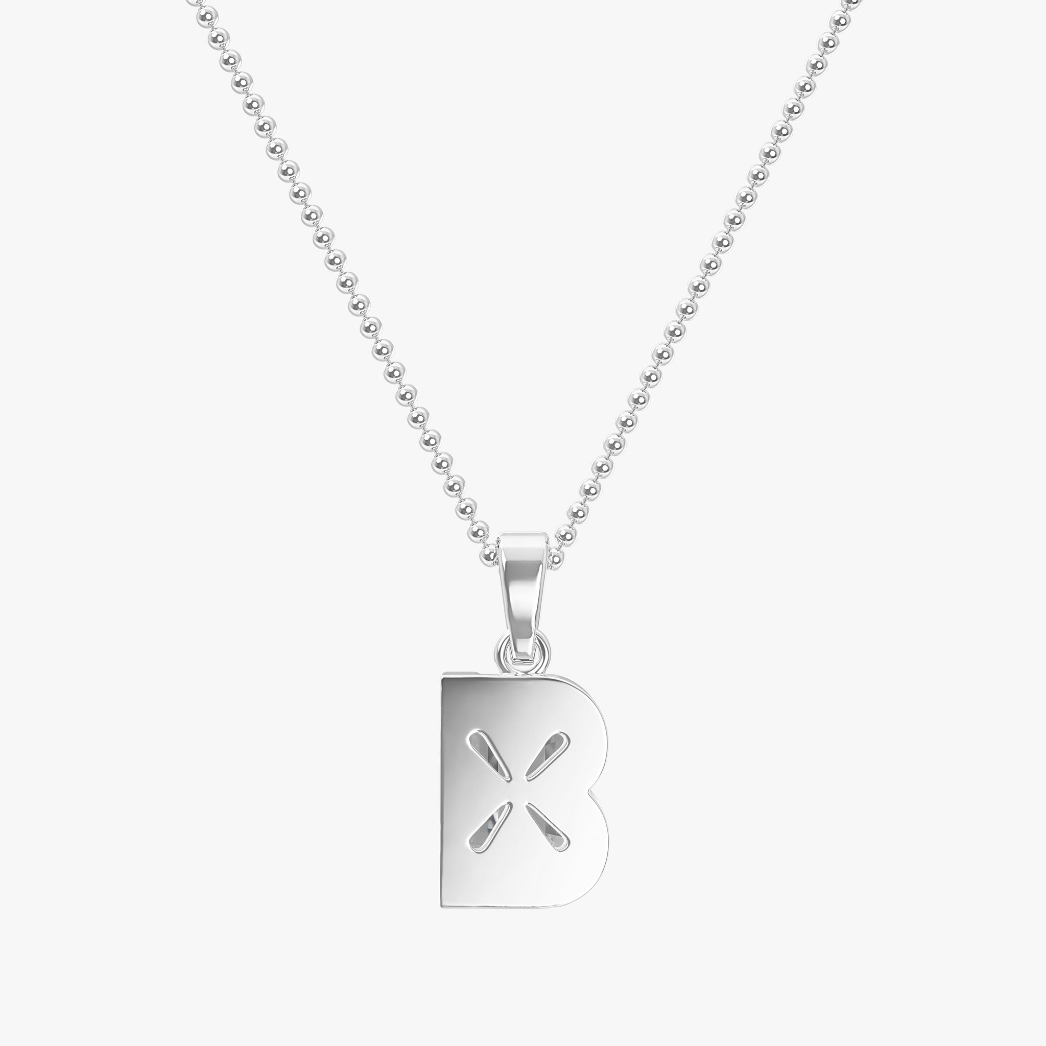 TYPE by J'EVAR 7MM LETTER B SOLITAIRE DIAMOND INITIAL PENDANT 18K White Gold ALTR Lab Grown Diamond Back View