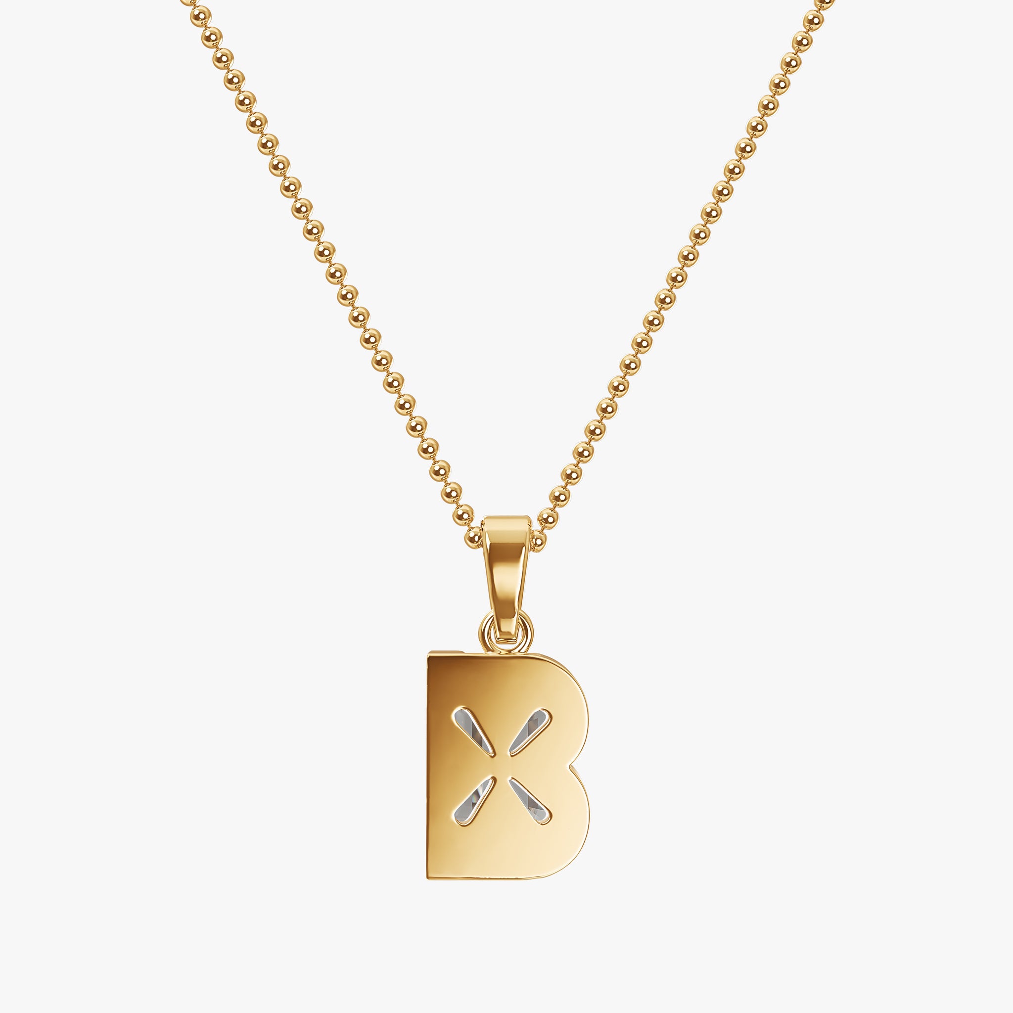 TYPE by J'EVAR 7MM LETTER B SOLITAIRE DIAMOND INITIAL PENDANT 18K Yellow Gold ALTR Lab Grown Diamond Back View