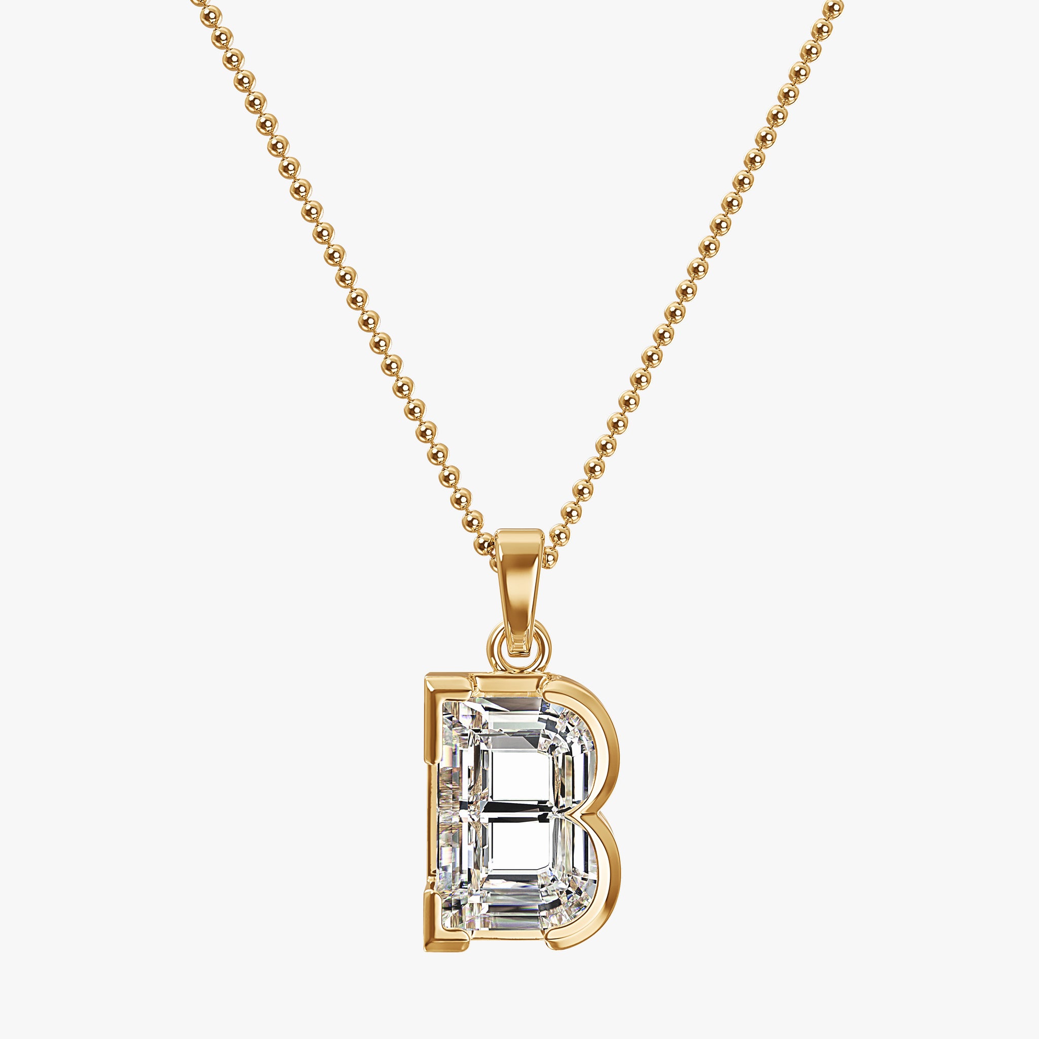 TYPE by J'EVAR 9MM B SOLITAIRE DIAMOND INITIAL PENDANT 18K Yellow Gold ALTR Lab Grown Diamond Front View