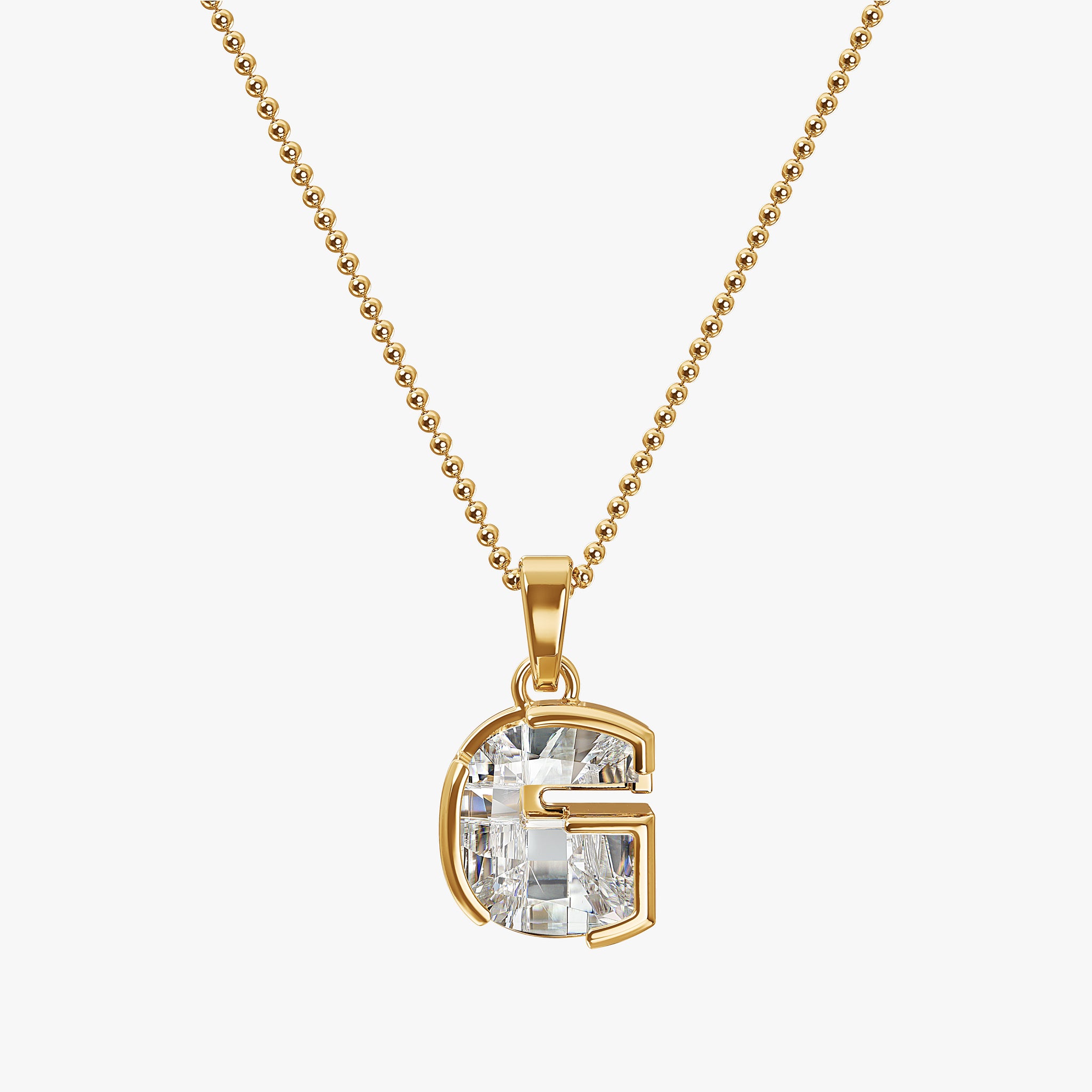 TYPE by J'EVAR 7MM G A SOLITAIRE DIAMOND INITIAL PENDANT 18K Yellow Gold ALTR Lab Grown Diamond Front View