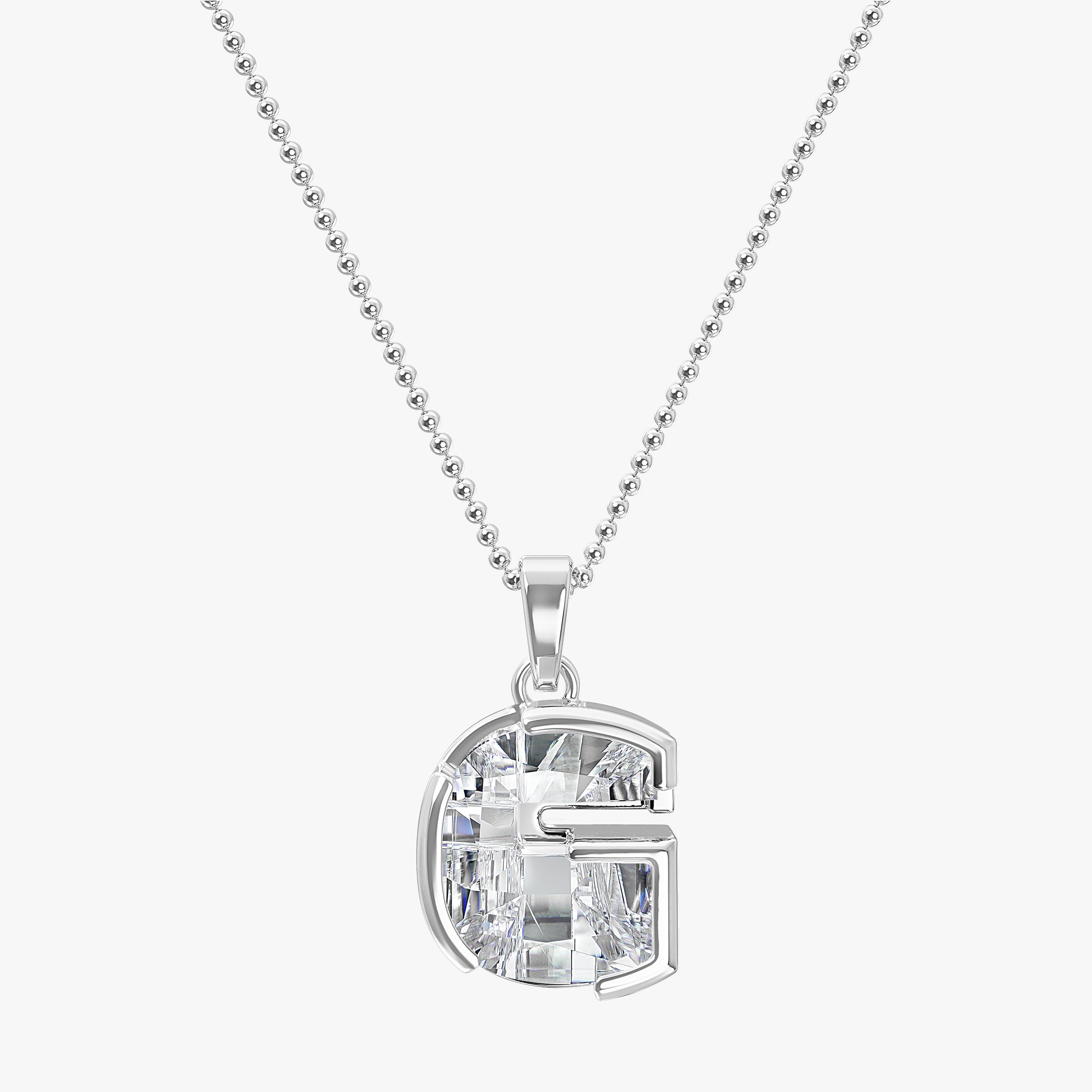 TYPE by J'EVAR 9MM G A SOLITAIRE DIAMOND INITIAL PENDANT 18K White Gold ALTR Lab Grown Diamond Front View
