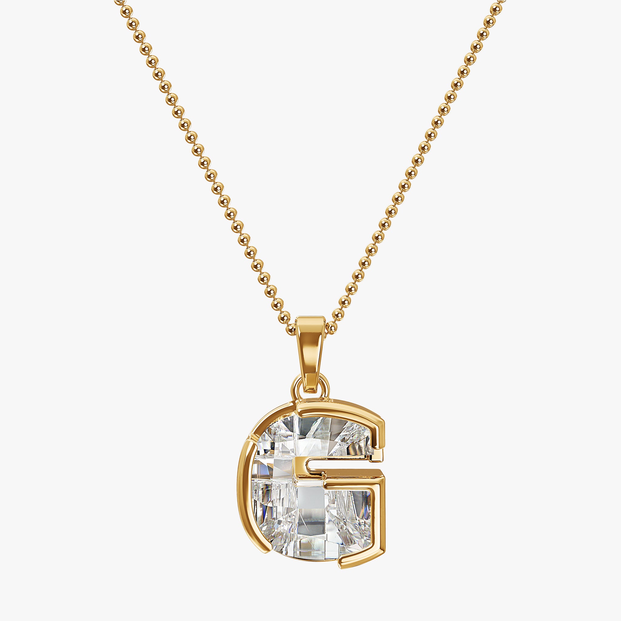 TYPE by J'EVAR 9MM G A SOLITAIRE DIAMOND INITIAL PENDANT 18K Yellow Gold ALTR Lab Grown Diamond Front View