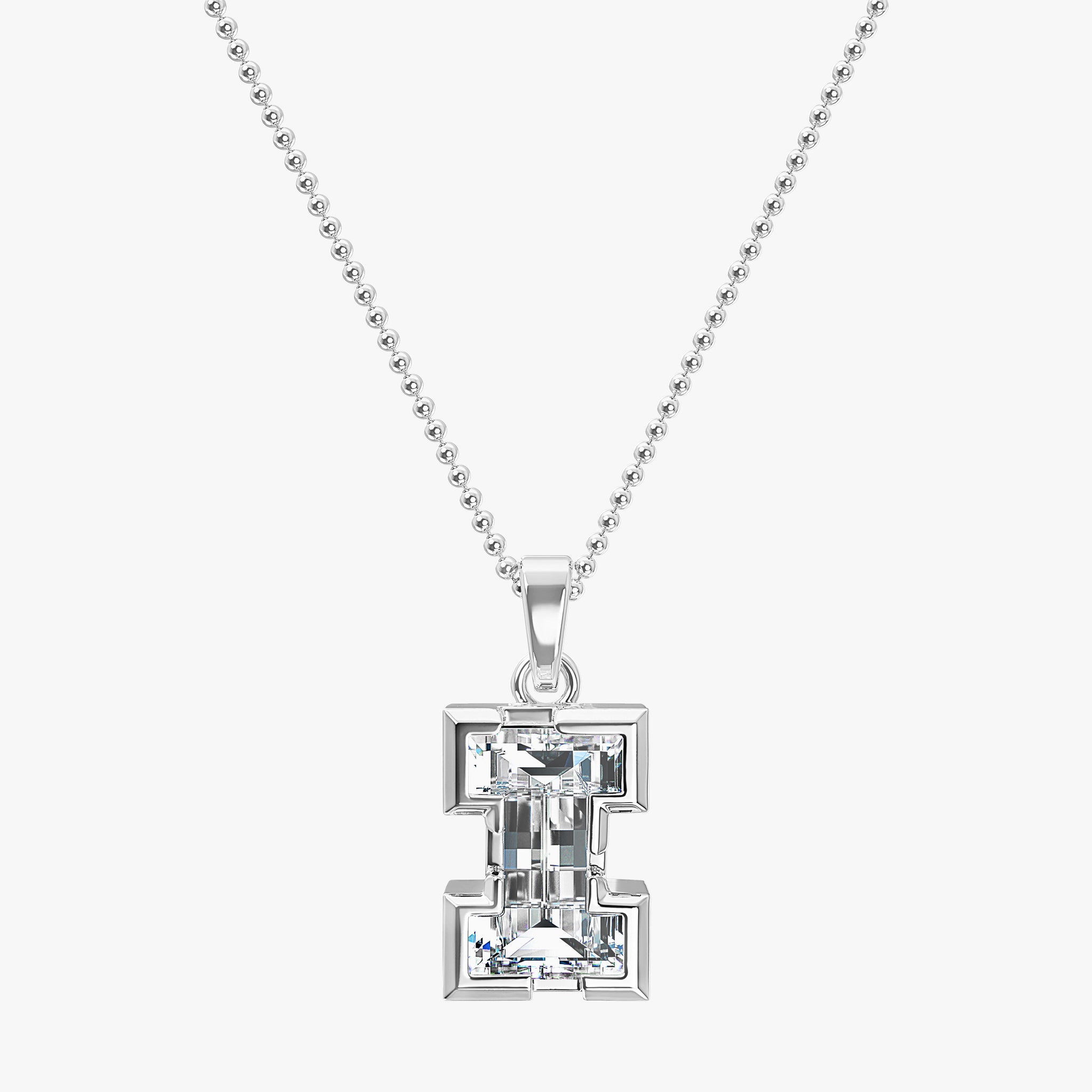 TYPE by J'EVAR 9MM I SOLITAIRE DIAMOND INITIAL PENDANT 18K White Gold ALTR Lab Grown Diamond Front View