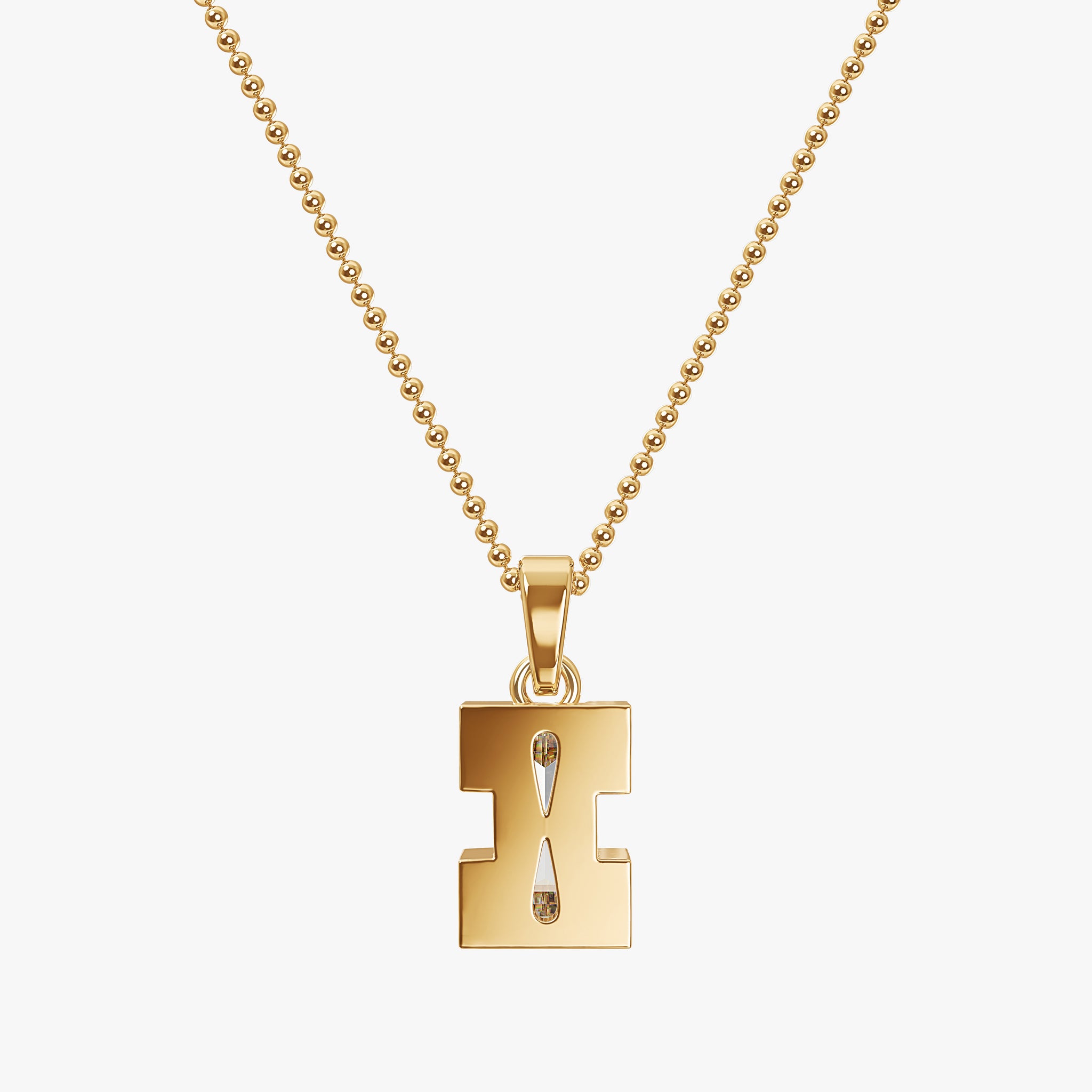 TYPE by J'EVAR 7MM LETTER I SOLITAIRE DIAMOND INITIAL PENDANT 18K Yellow Gold ALTR Lab Grown Diamond Back View