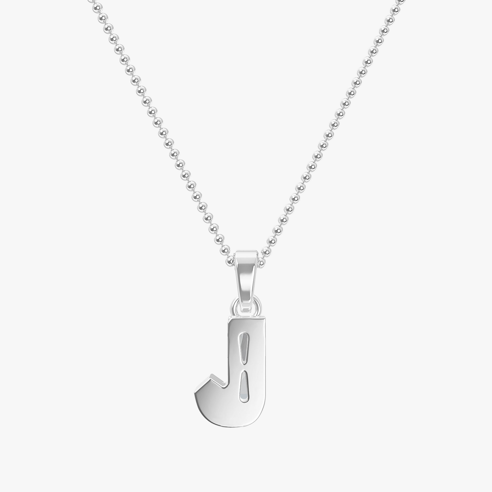 TYPE by J'EVAR 7MM LETTER J SOLITAIRE DIAMOND INITIAL PENDANT 18K White Gold ALTR Lab Grown Diamond Back View