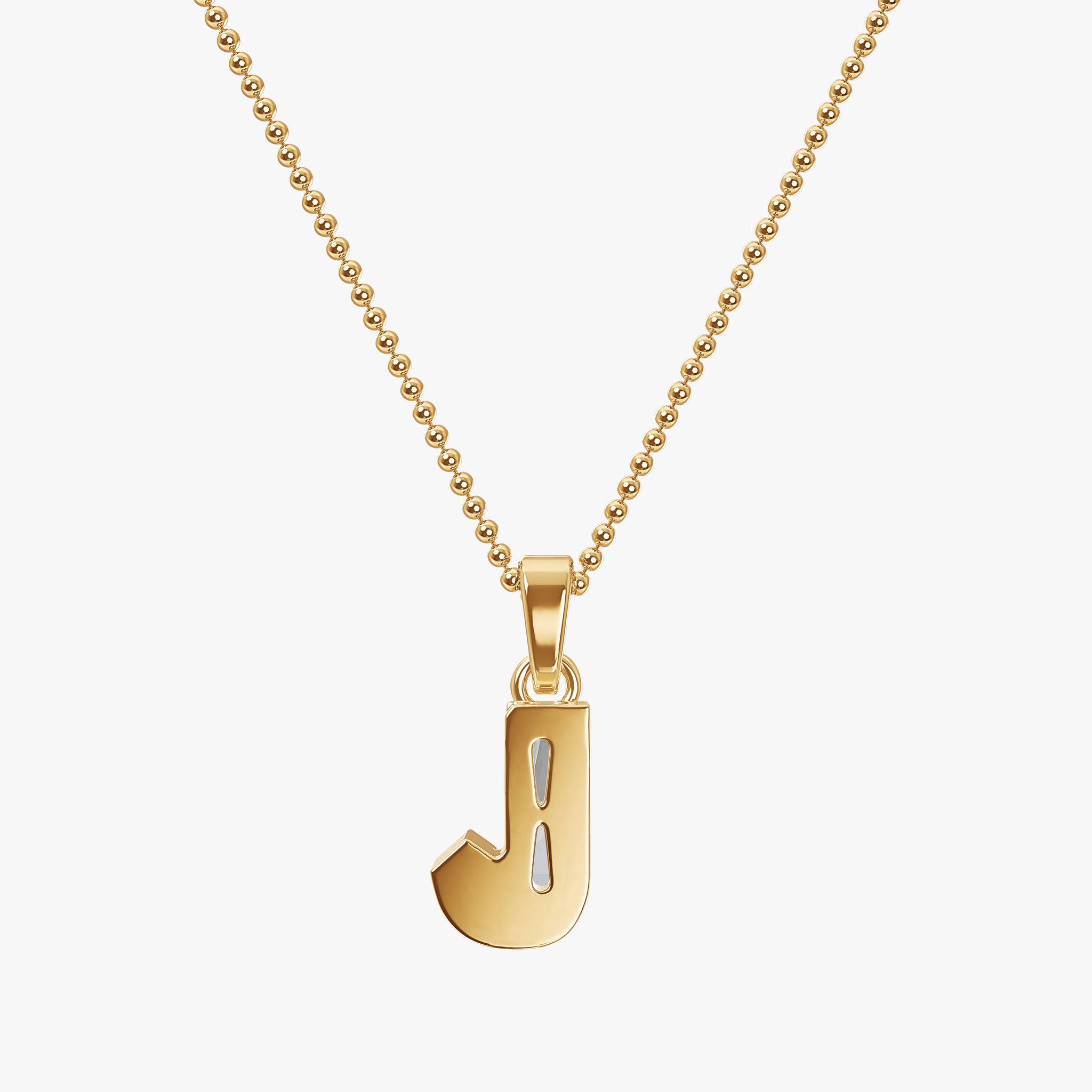 TYPE by J'EVAR 7MM LETTER J SOLITAIRE DIAMOND INITIAL PENDANT 18K Yellow Gold ALTR Lab Grown Diamond Back View