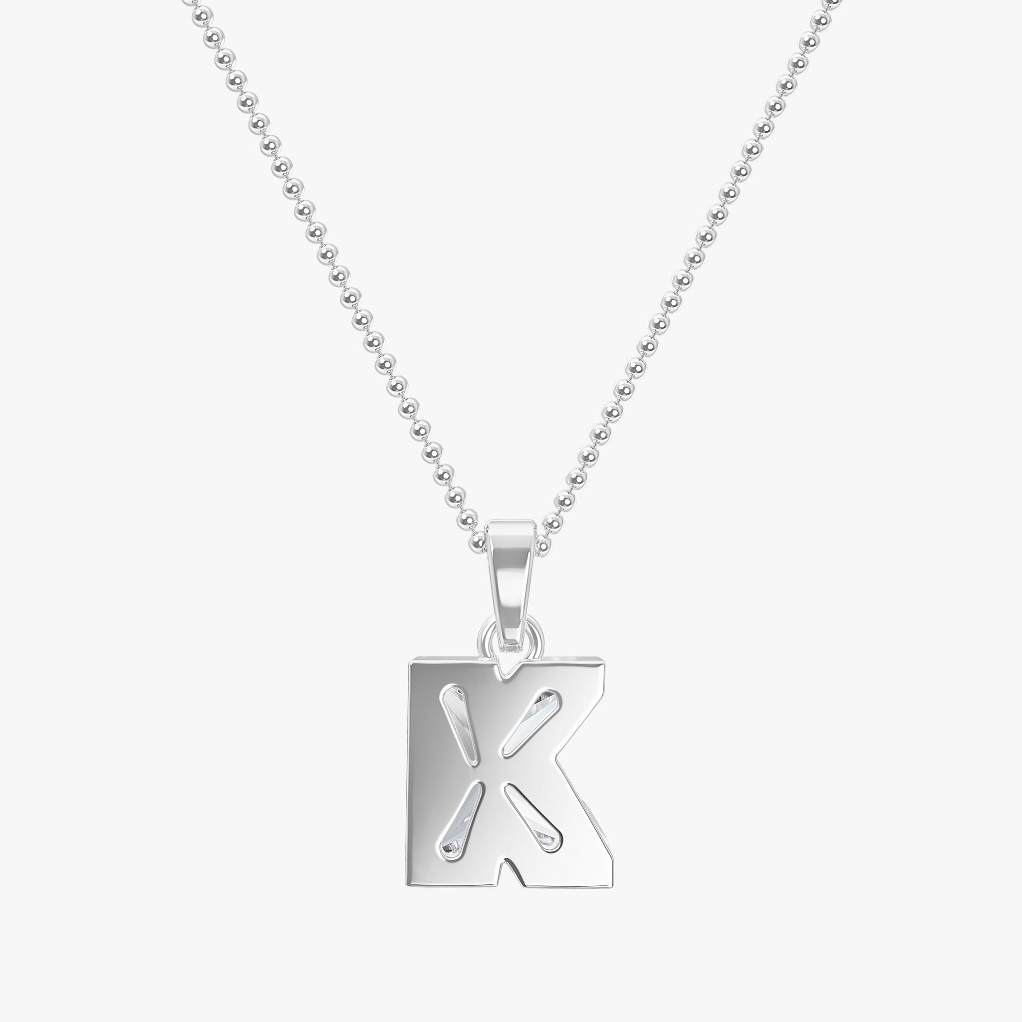 TYPE by J'EVAR 9MM K SOLITAIRE DIAMOND INITIAL PENDANT 18K White Gold ALTR Lab Grown Diamond Back View