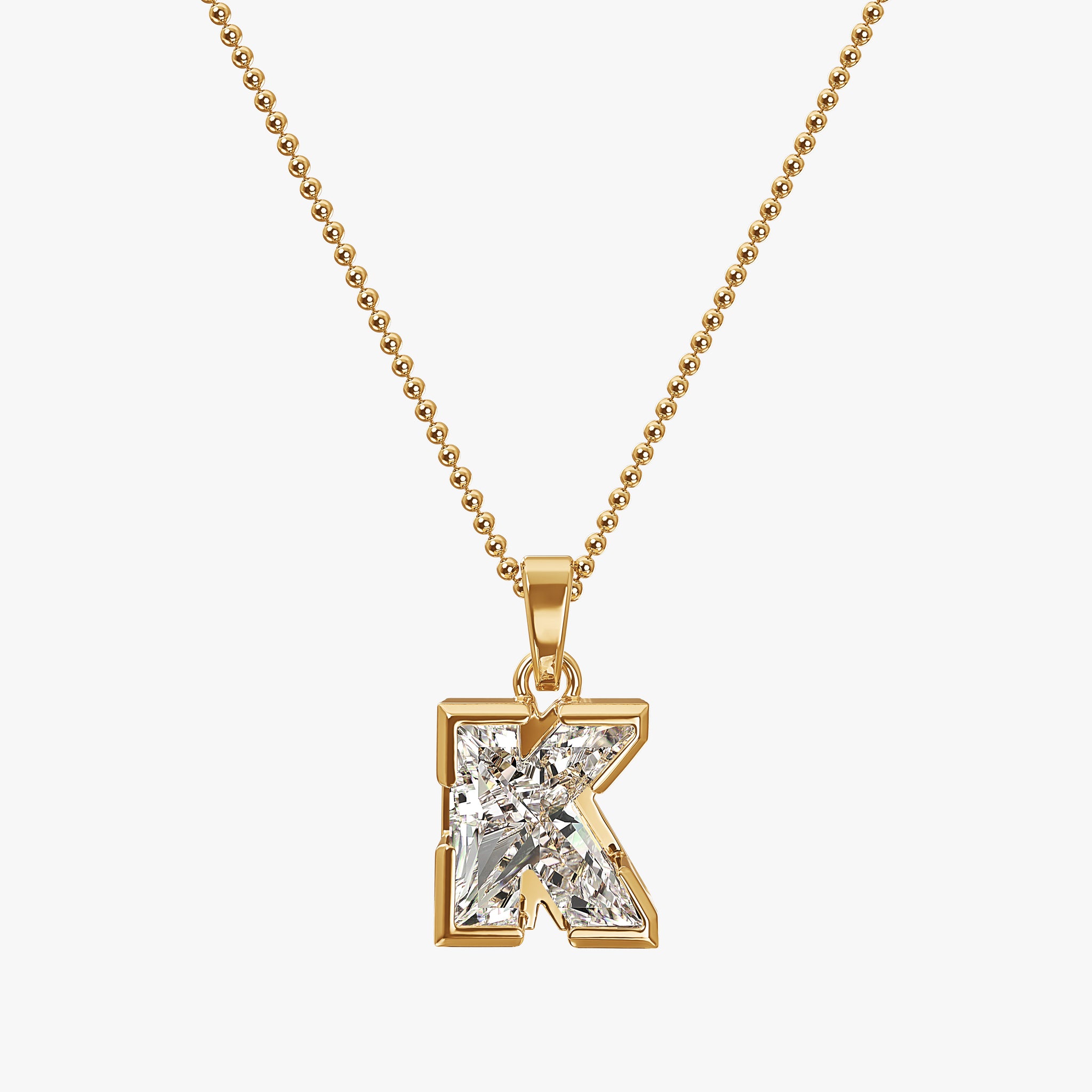 TYPE by J'EVAR 7MM K SOLITAIRE DIAMOND INITIAL PENDANT 18K Yellow Gold ALTR Lab Grown Diamond Front View