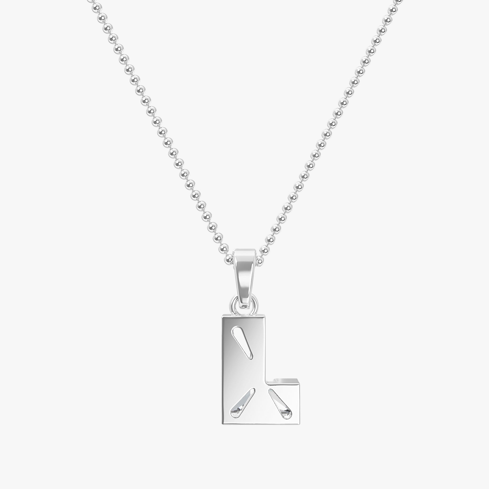 TYPE by J'EVAR 7MM LETTER L SOLITAIRE DIAMOND INITIAL PENDANT 18K White Gold ALTR Lab Grown Diamond Back View