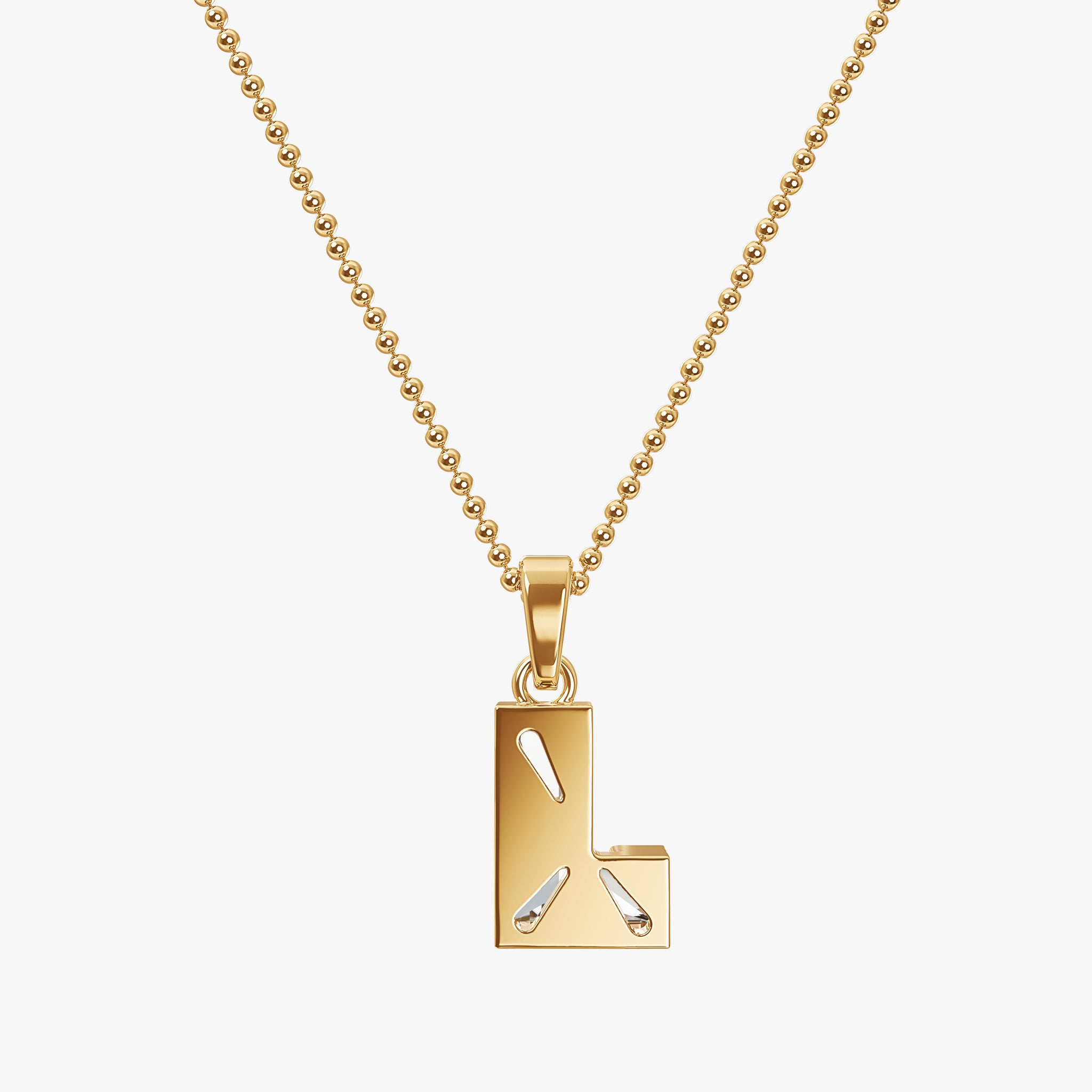 TYPE by J'EVAR 9MM L A SOLITAIRE DIAMOND INITIAL PENDANT 18K Yellow Gold ALTR Lab Grown Diamond Back View