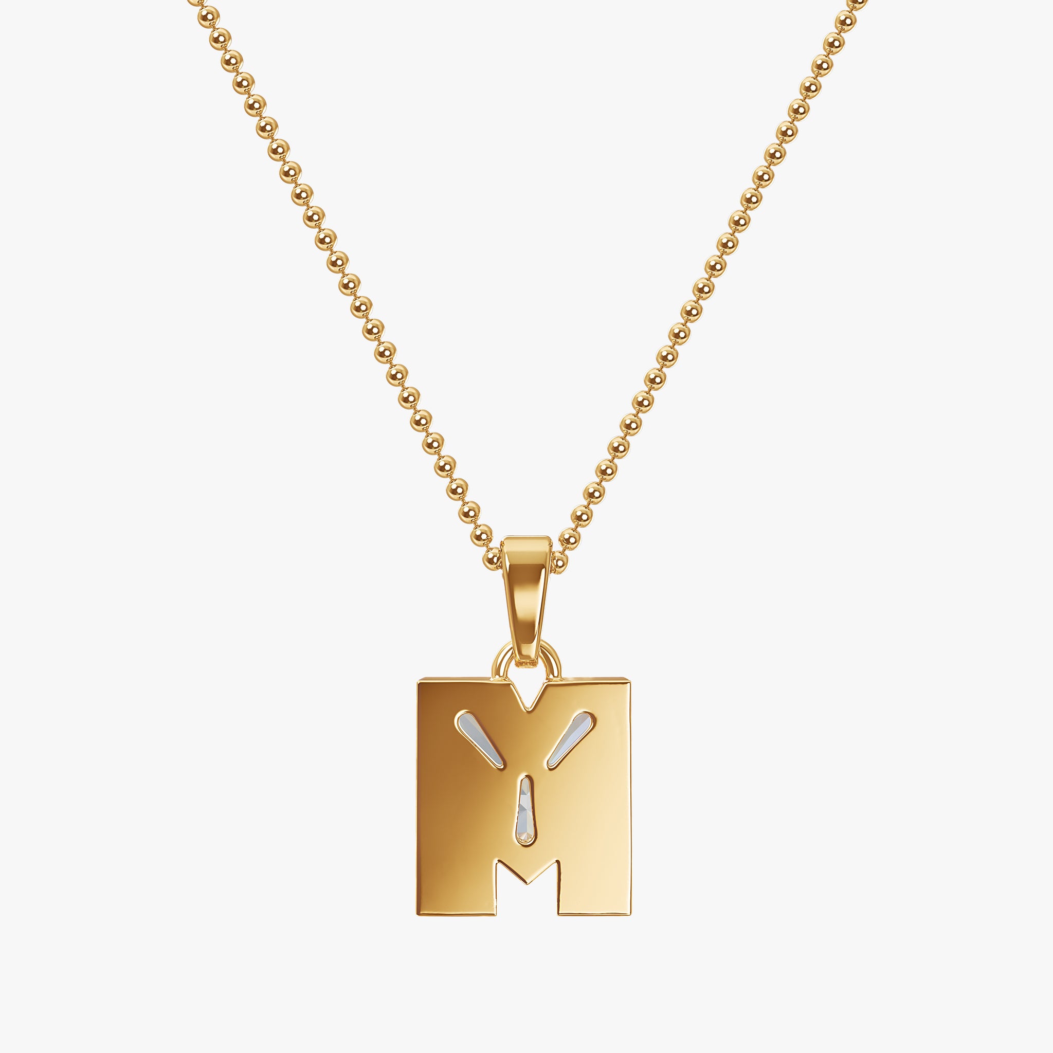 TYPE by J'EVAR 7MM LETTER M SOLITAIRE DIAMOND INITIAL PENDANT 18K Yellow Gold ALTR Lab Grown Diamond Back View