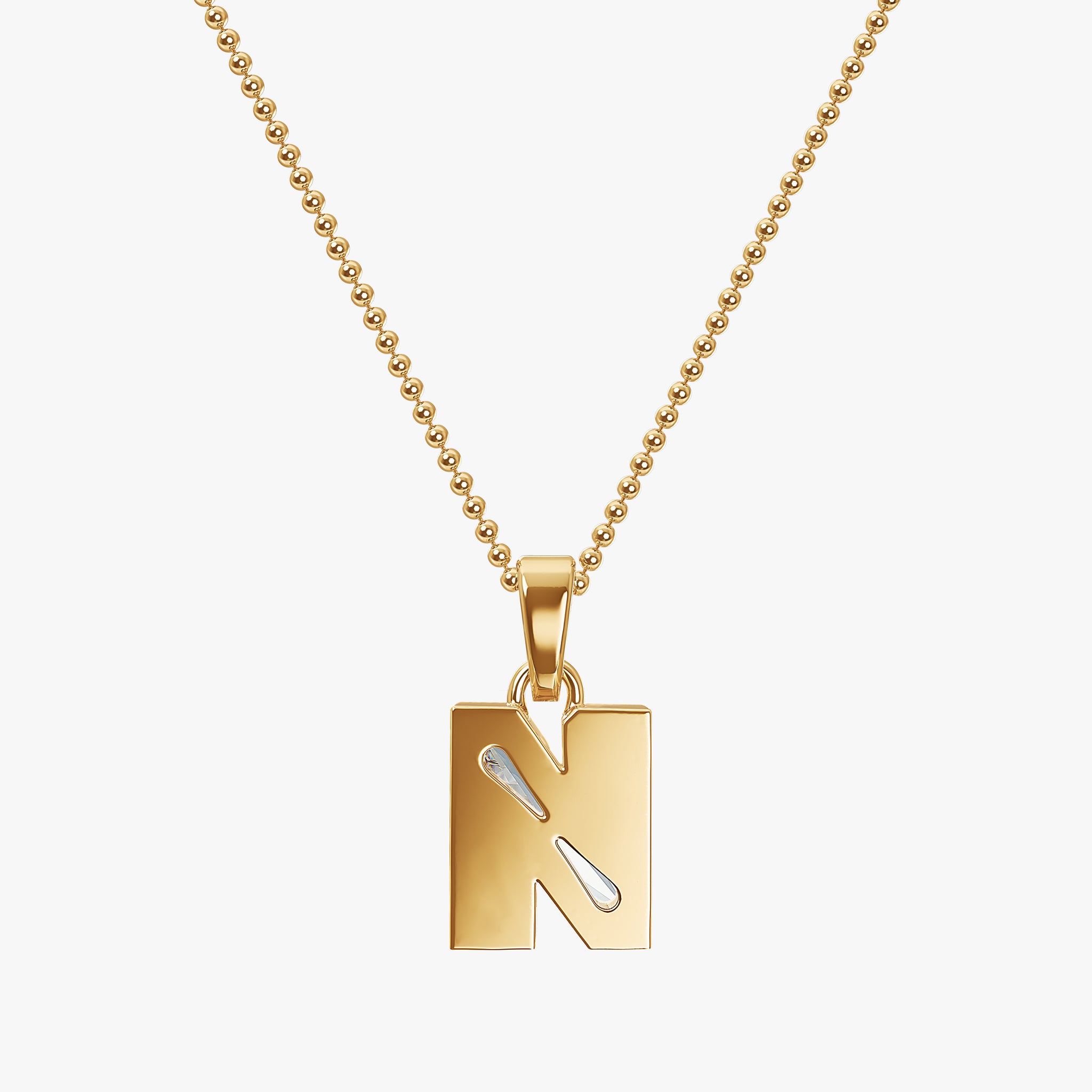 TYPE by J'EVAR 7MM LETTER N SOLITAIRE DIAMOND INITIAL PENDANT 18K Yellow Gold ALTR Lab Grown Diamond Back View