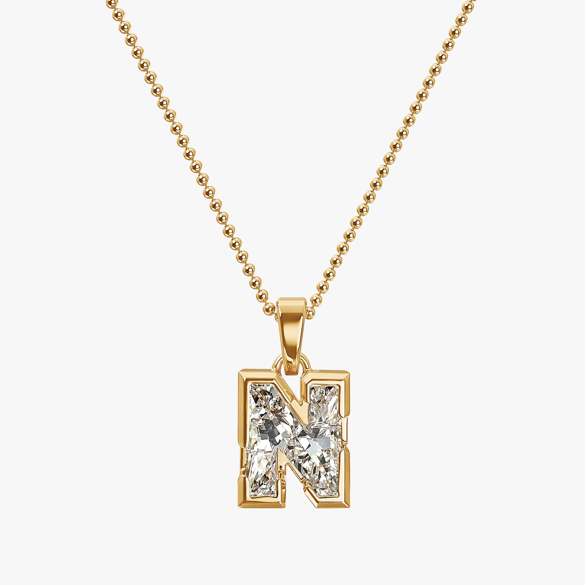 TYPE by J'EVAR 7MM N SOLITAIRE DIAMOND INITIAL PENDANT 18K Yellow Gold ALTR Lab Grown Diamond Front View