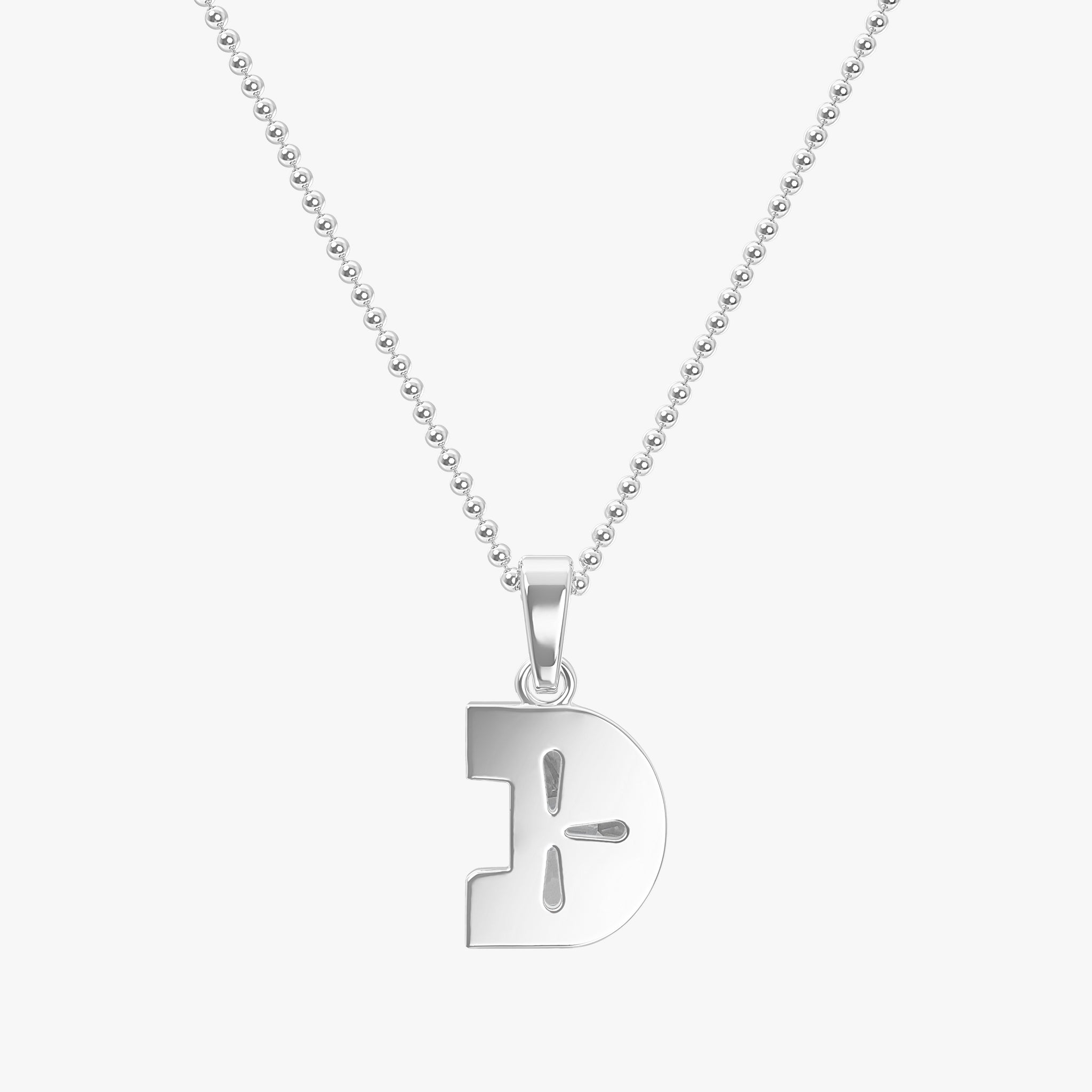 TYPE by J'EVAR 7MM LETTER D SOLITAIRE DIAMOND INITIAL PENDANT 18K White Gold ALTR Lab Grown Diamond Back View