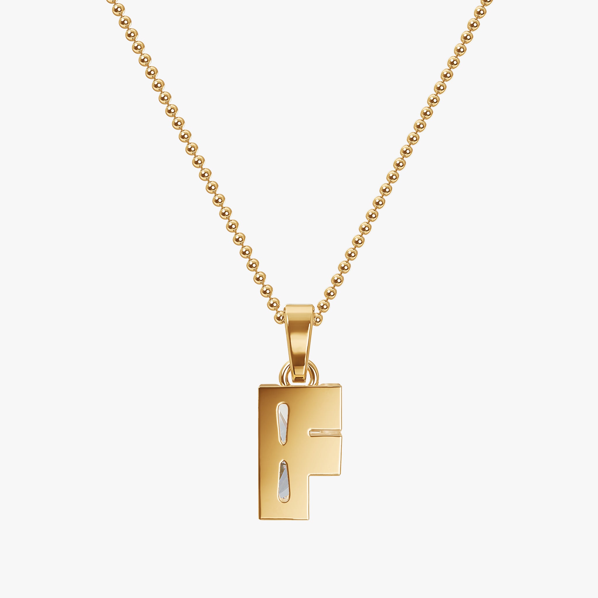 TYPE by J'EVAR 7MM LETTER F SOLITAIRE DIAMOND INITIAL PENDANT 18K Yellow Gold ALTR Lab Grown Diamond Back View