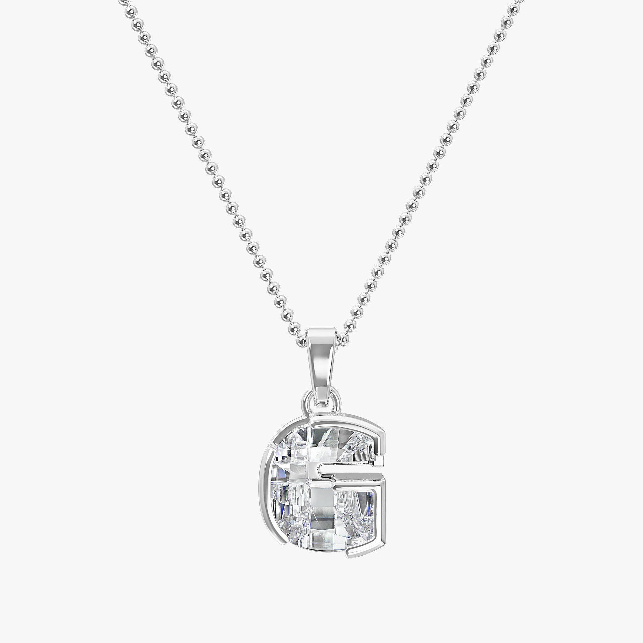 TYPE by J'EVAR 7MM LETTER G SOLITAIRE DIAMOND INITIAL PENDANT 18K White Gold ALTR Lab Grown Diamond Front View