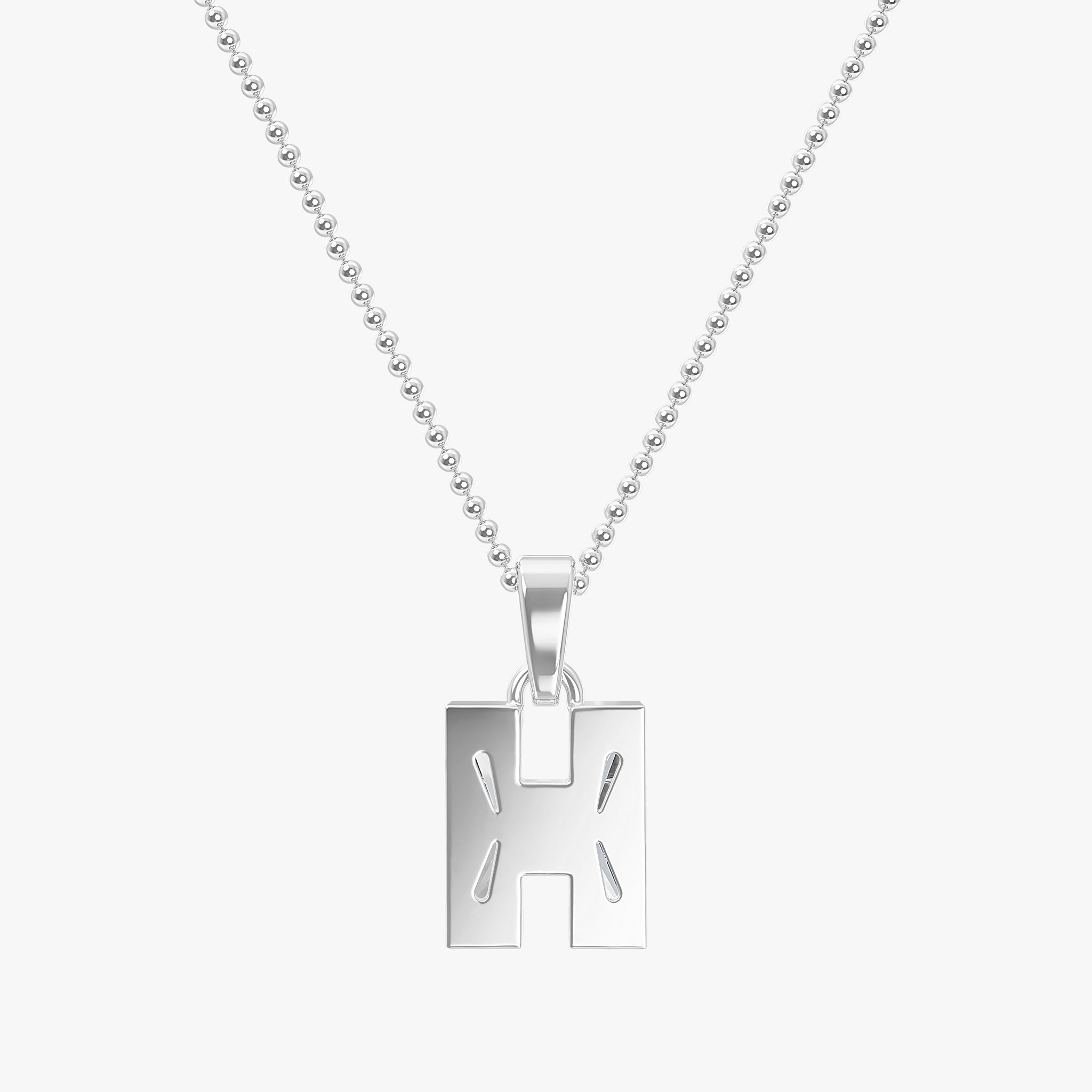 TYPE by J'EVAR 7MM LETTER H SOLITAIRE DIAMOND INITIAL PENDANT 18K White Gold ALTR Lab Grown Diamond Back View