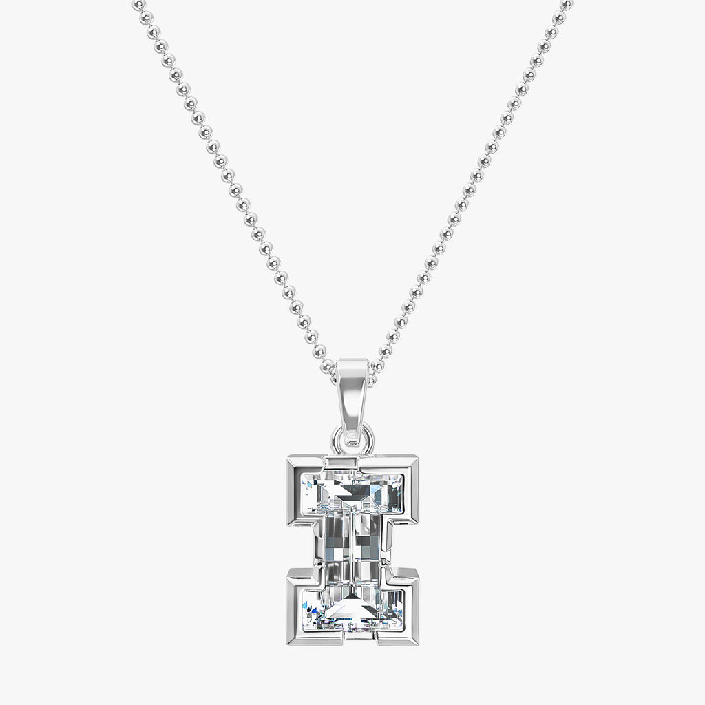 TYPE by J'EVAR 9MM I SOLITAIRE DIAMOND INITIAL PENDANT 18K White Gold ALTR Lab Grown Diamond Front View | NO CHAIN / I