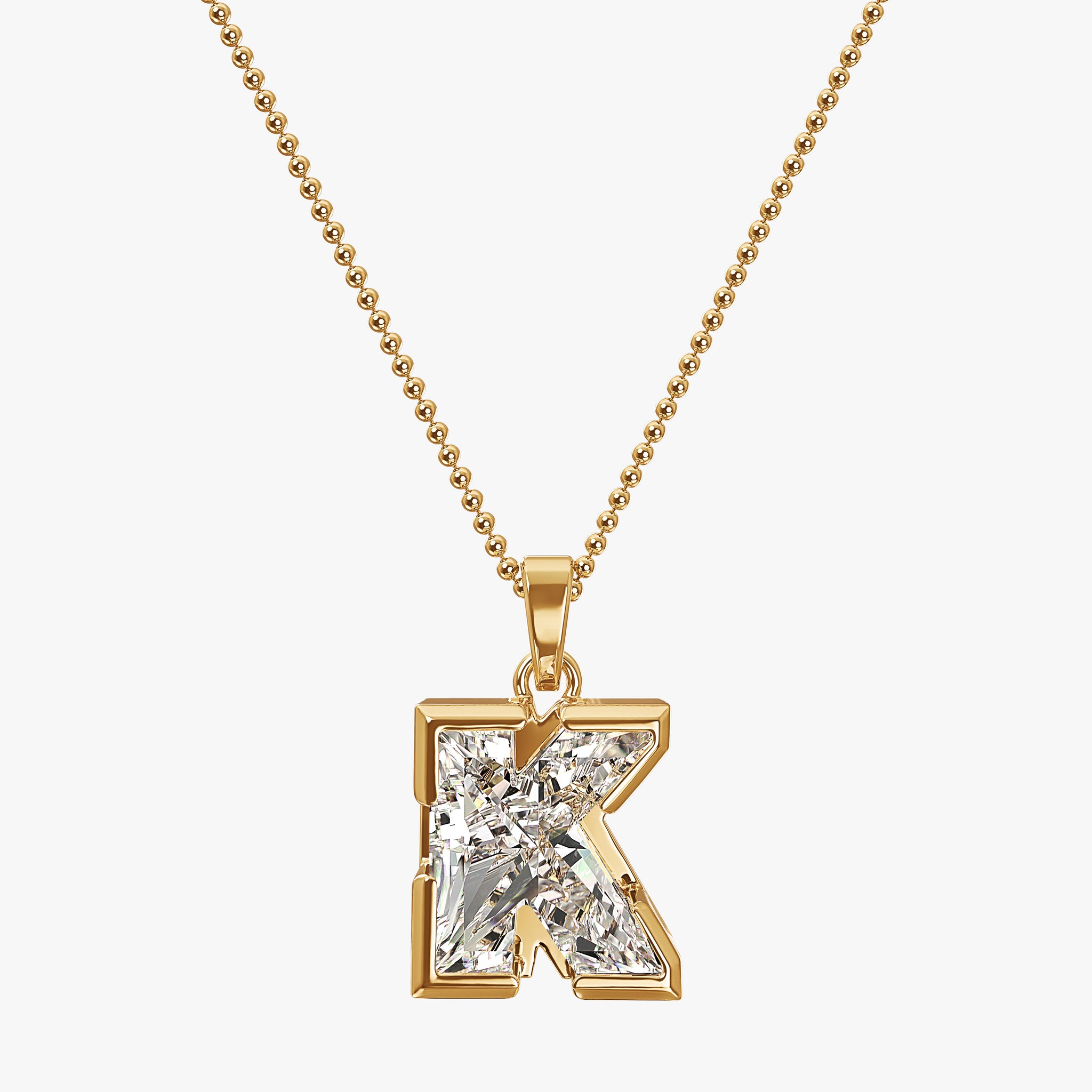 TYPE by J'EVAR 9MM K SOLITAIRE DIAMOND INITIAL PENDANT 18K Yellow Gold ALTR Lab Grown Diamond Front View