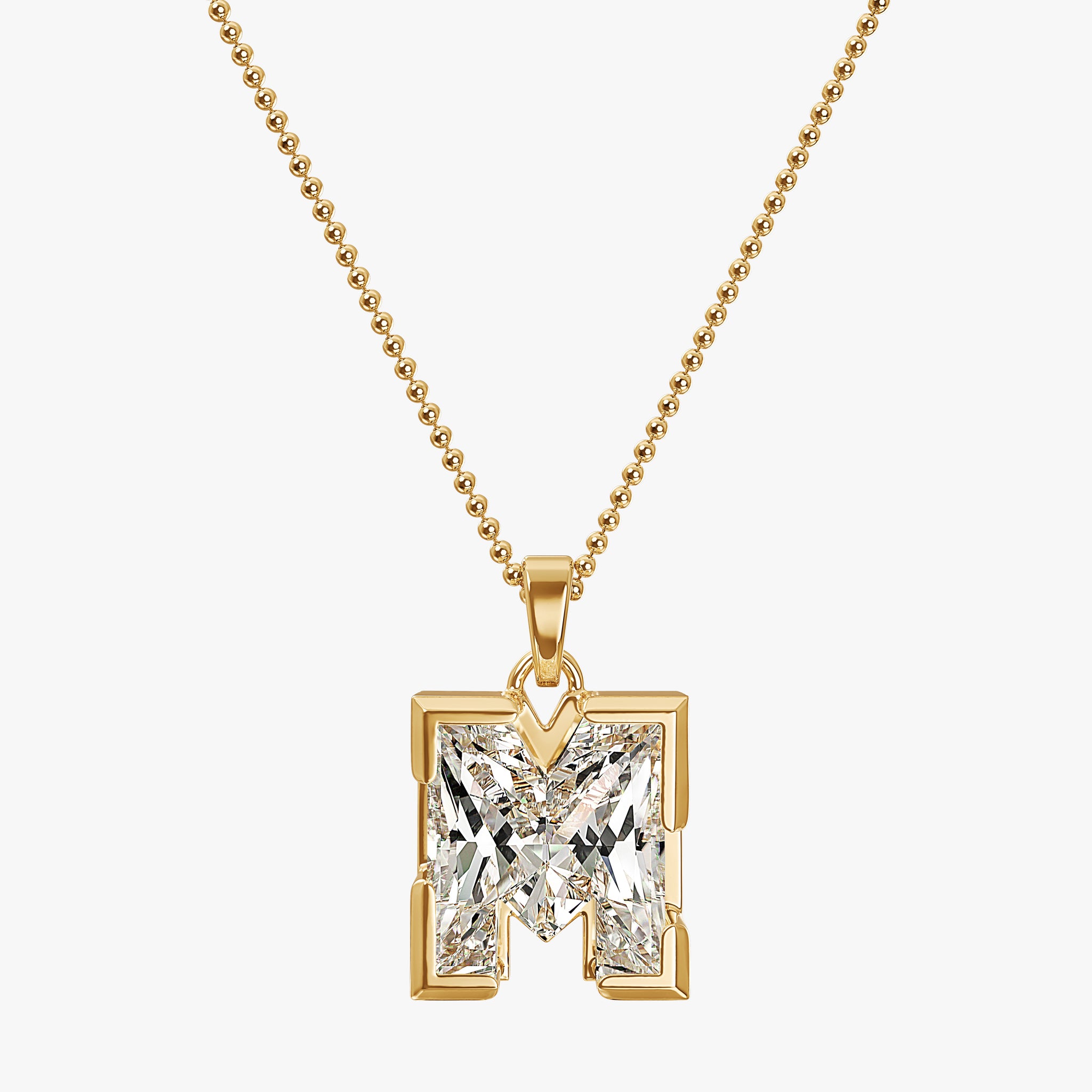 TYPE by J'EVAR 9MM M SOLITAIRE DIAMOND INITIAL PENDANT 18K Yellow Gold ALTR Lab Grown Diamond Front View