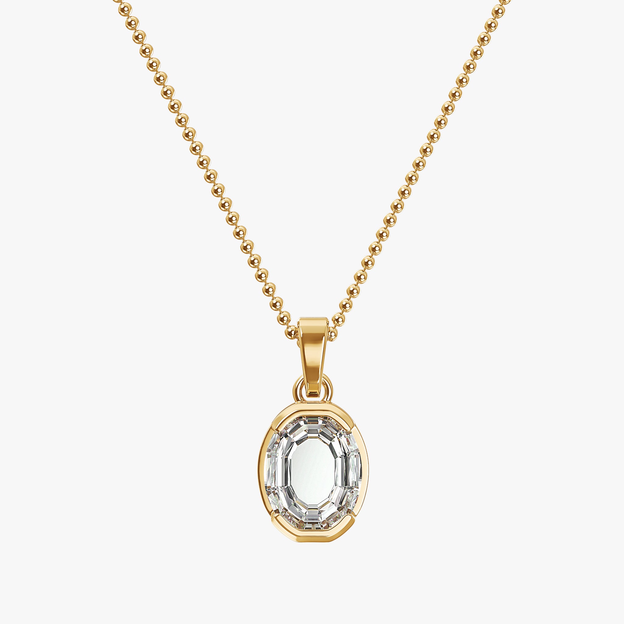 TYPE by J'EVAR 7MM O SOLITAIRE DIAMOND INITIAL PENDANT 18K Yellow Gold ALTR Lab Grown Diamond Front View