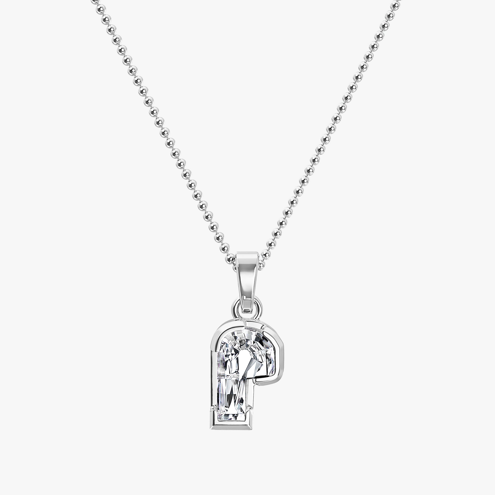 TYPE by J'EVAR 7MM LETTER P SOLITAIRE DIAMOND INITIAL PENDANT 18K White Gold ALTR Lab Grown Diamond Front View