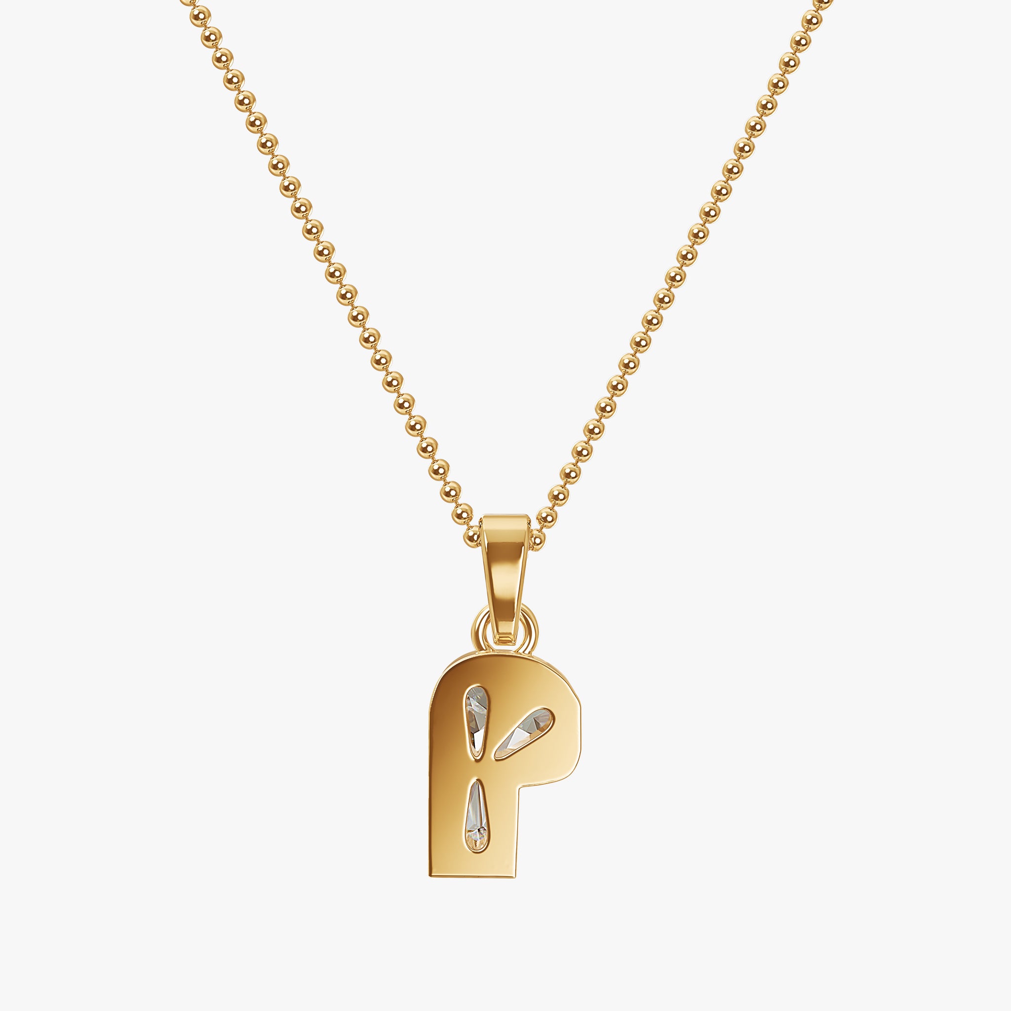 TYPE by J'EVAR 7MM LETTER P SOLITAIRE DIAMOND INITIAL PENDANT 18K Yellow Gold ALTR Lab Grown Diamond Back View