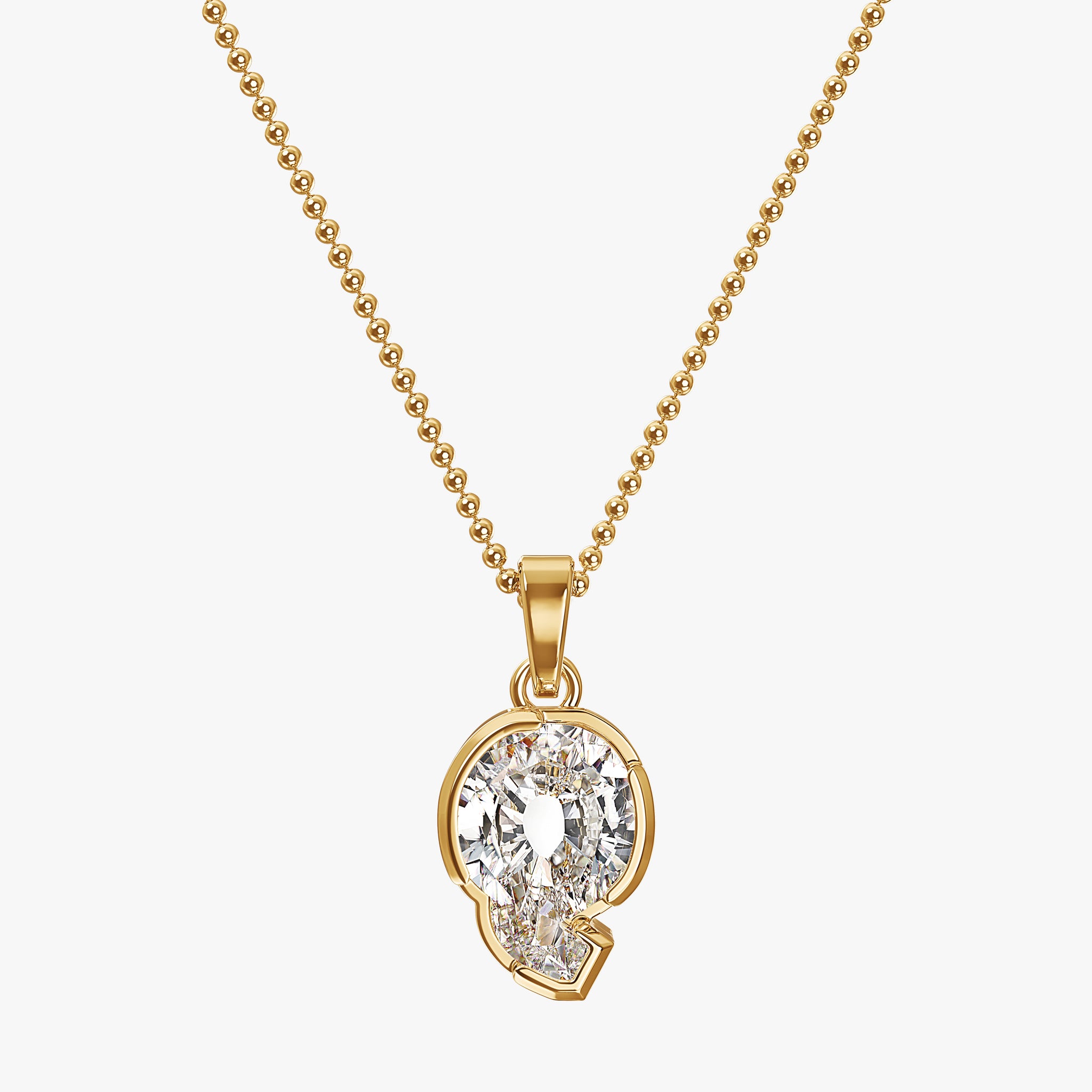 TYPE by J'EVAR 9MM Q SOLITAIRE DIAMOND INITIAL PENDANT 18K Yellow Gold ALTR Lab Grown Diamond Front View