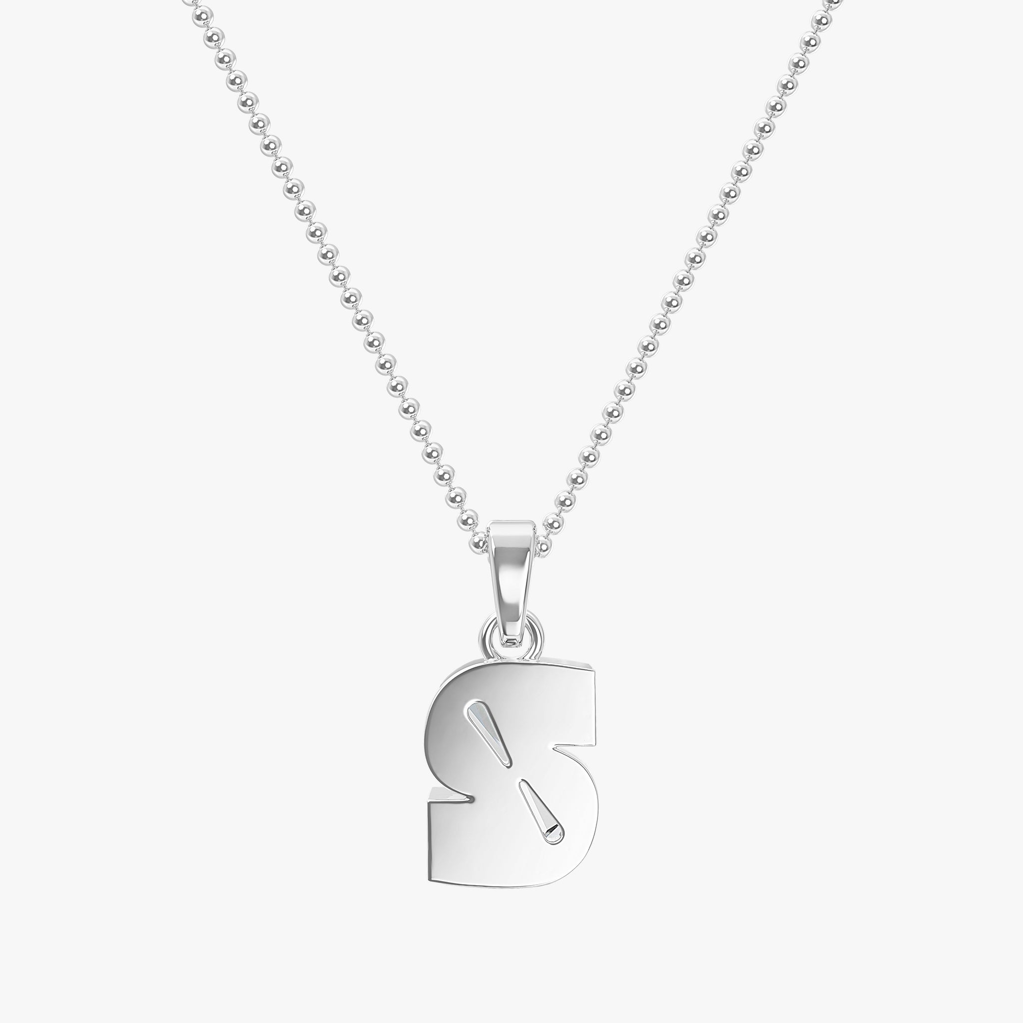 TYPE by J'EVAR 7MM LETTER S SOLITAIRE DIAMOND INITIAL PENDANT 18K White Gold ALTR Lab Grown Diamond Back View