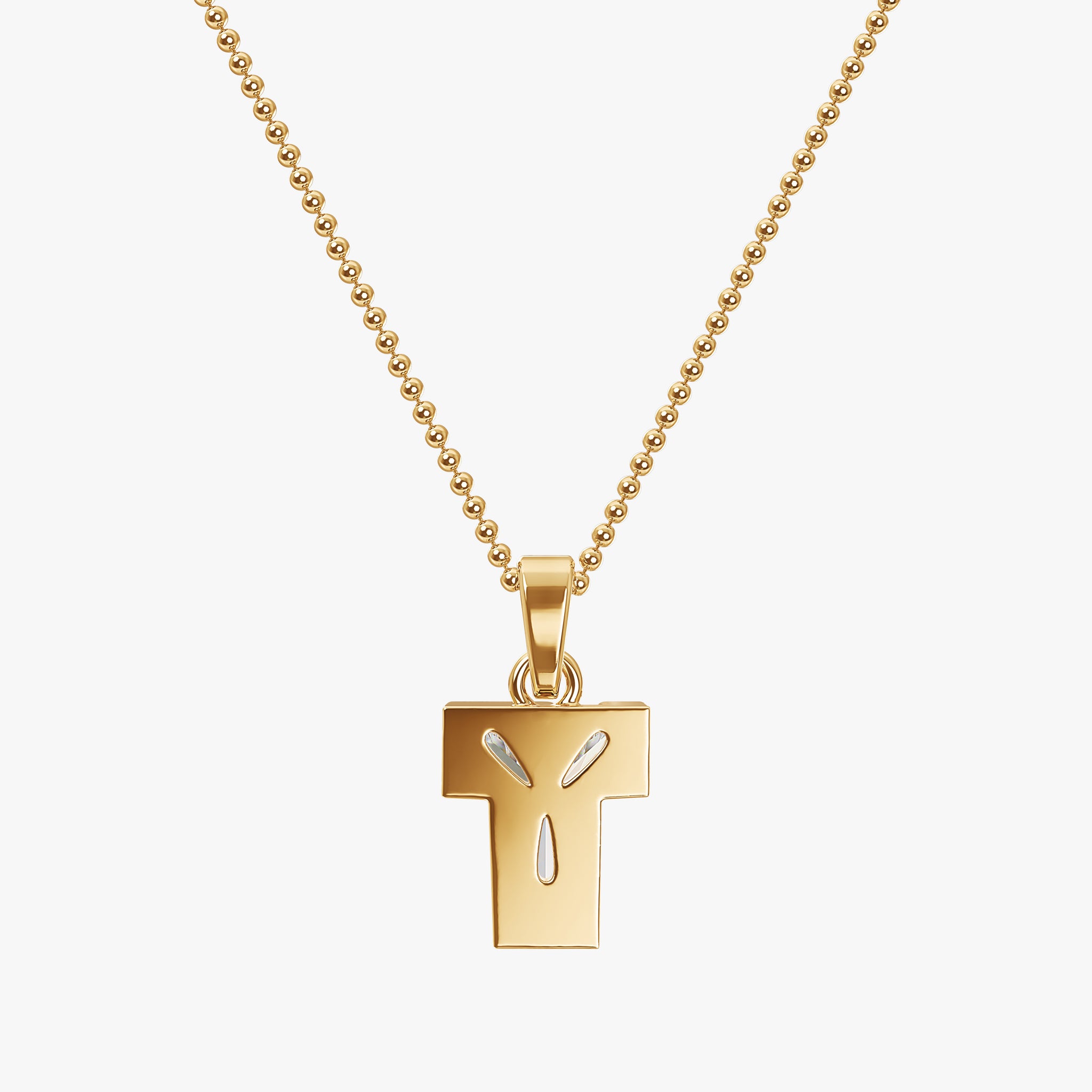 TYPE by J'EVAR 7MM LETTER T SOLITAIRE DIAMOND INITIAL PENDANT 18K Yellow Gold ALTR Lab Grown Diamond Back View