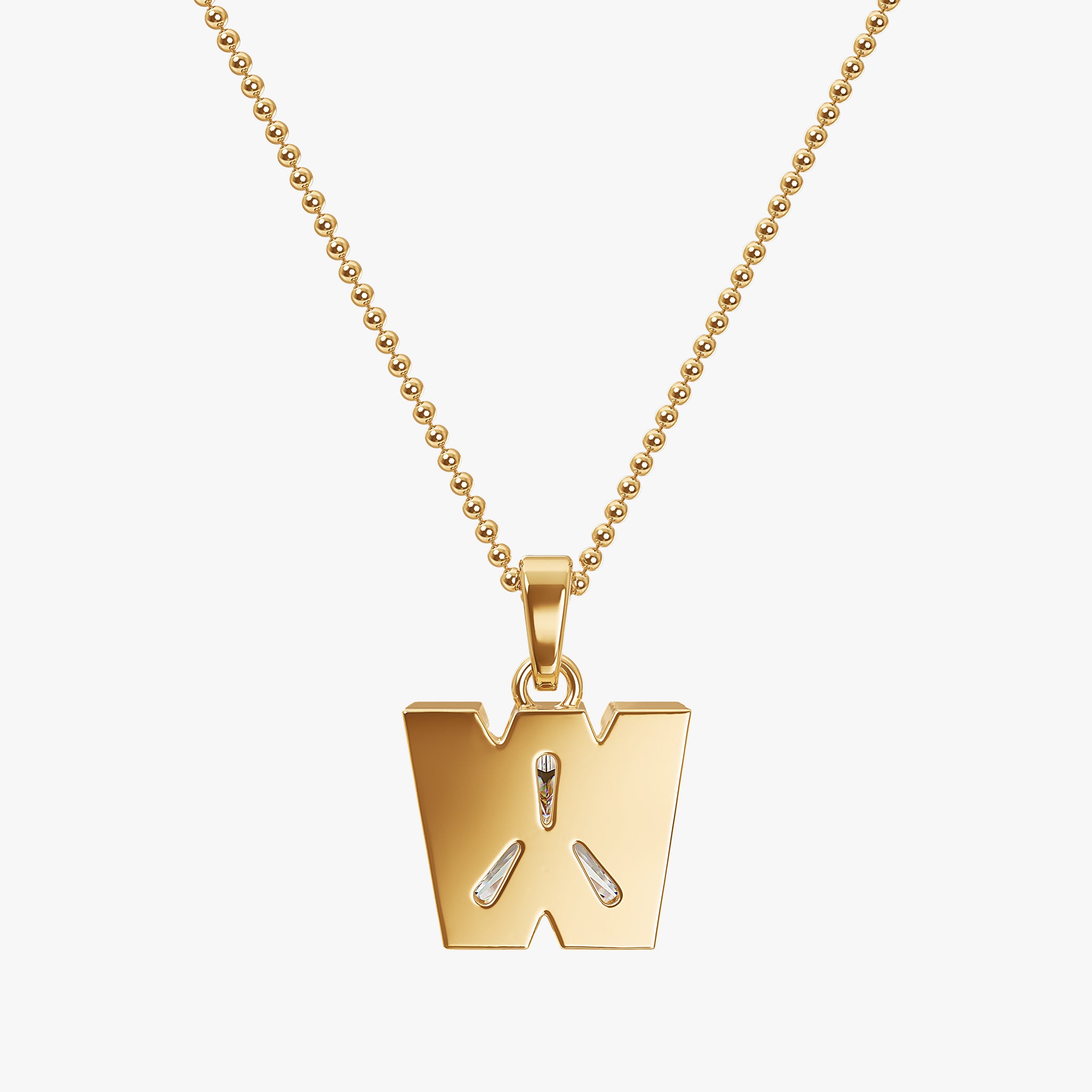 TYPE by J'EVAR 7MM LETTER W SOLITAIRE DIAMOND INITIAL PENDANT 18K Yellow Gold ALTR Lab Grown Diamond Back View