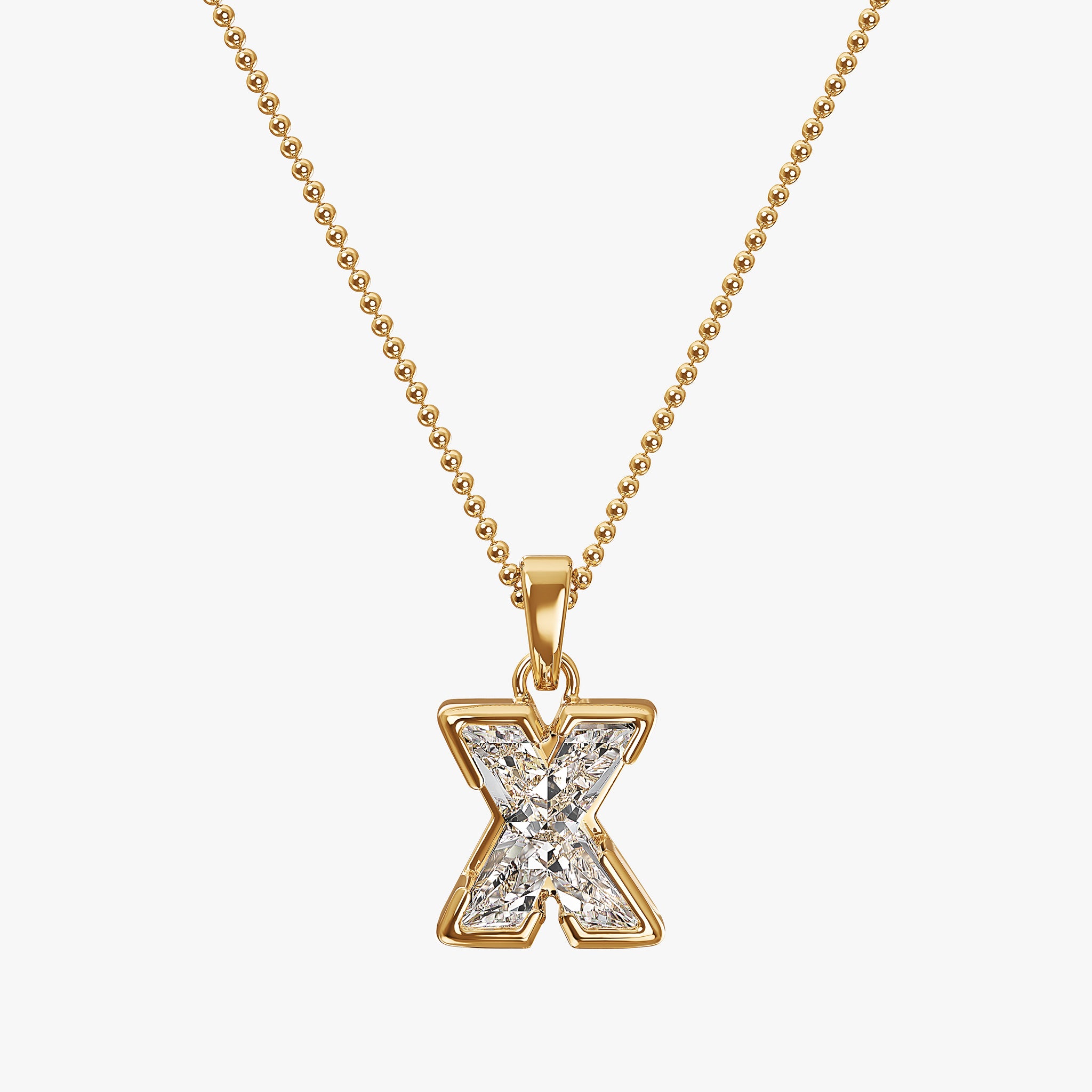 TYPE by J'EVAR 7MM X SOLITAIRE DIAMOND INITIAL PENDANT 18K Yellow Gold ALTR Lab Grown Diamond Front View