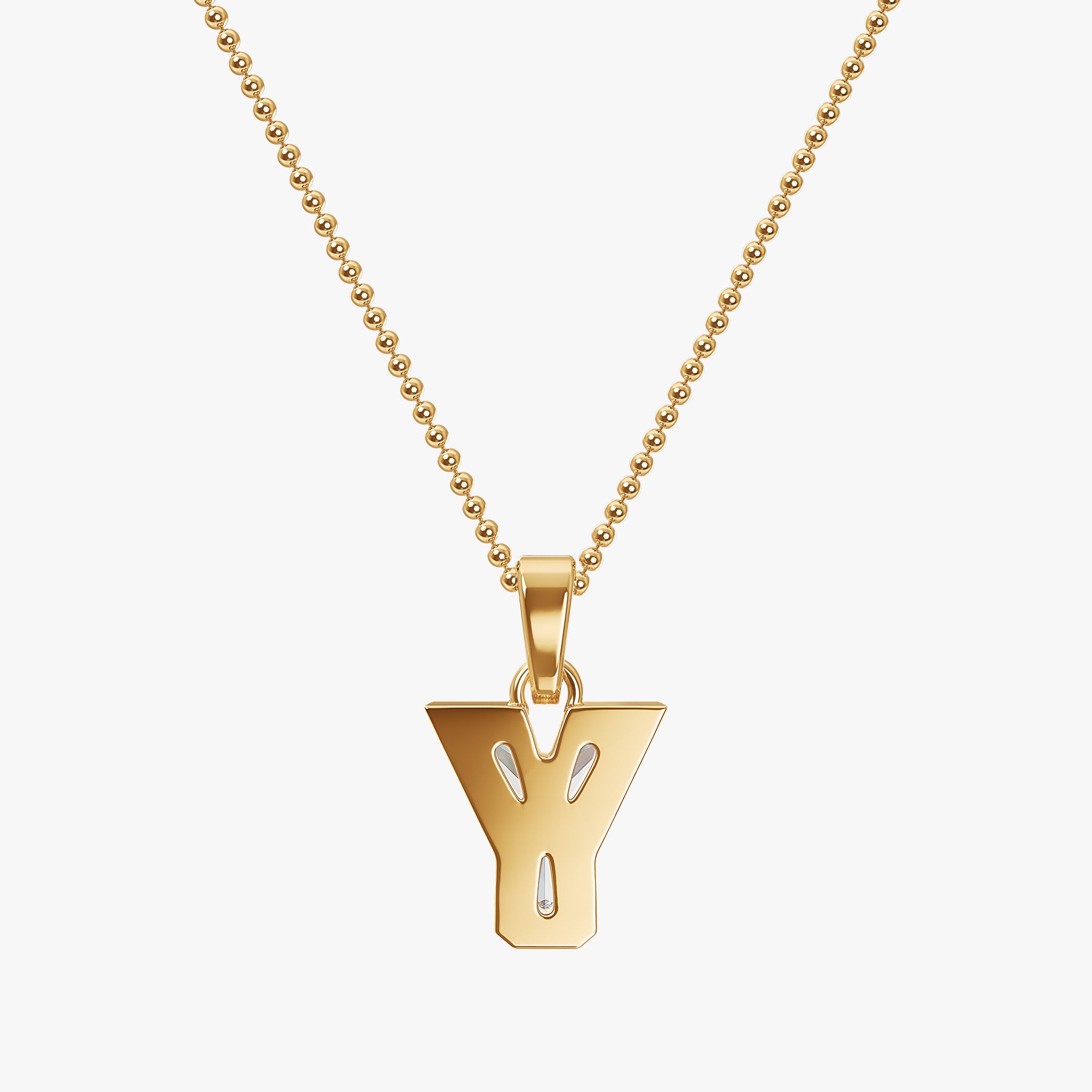 TYPE by J'EVAR 9MM Y A SOLITAIRE DIAMOND INITIAL PENDANT 18K Yellow Gold ALTR Lab Grown Diamond Back View