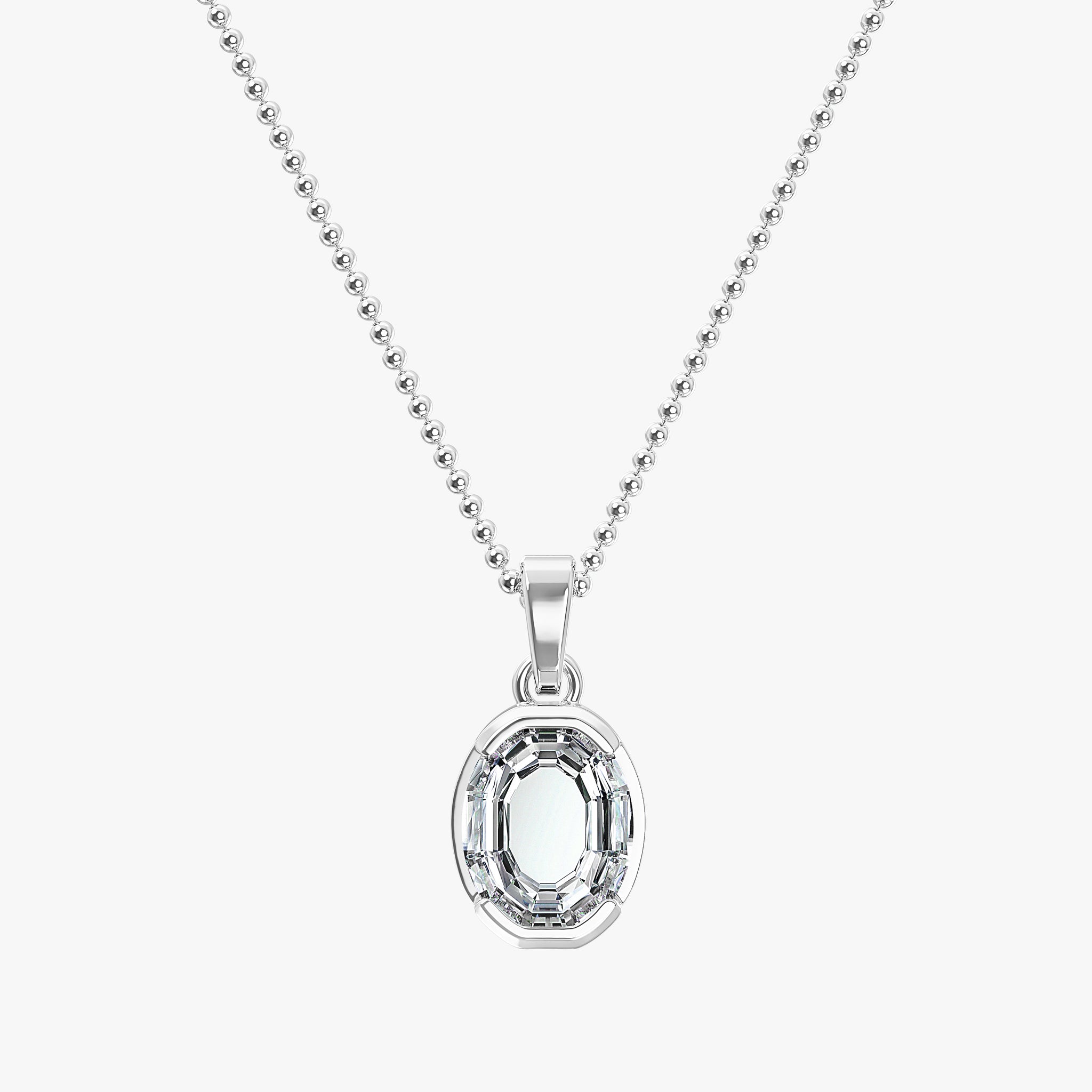 TYPE by J'EVAR 7MM LETTER O SOLITAIRE DIAMOND INITIAL PENDANT 18K White Gold ALTR Lab Grown Diamond Front View