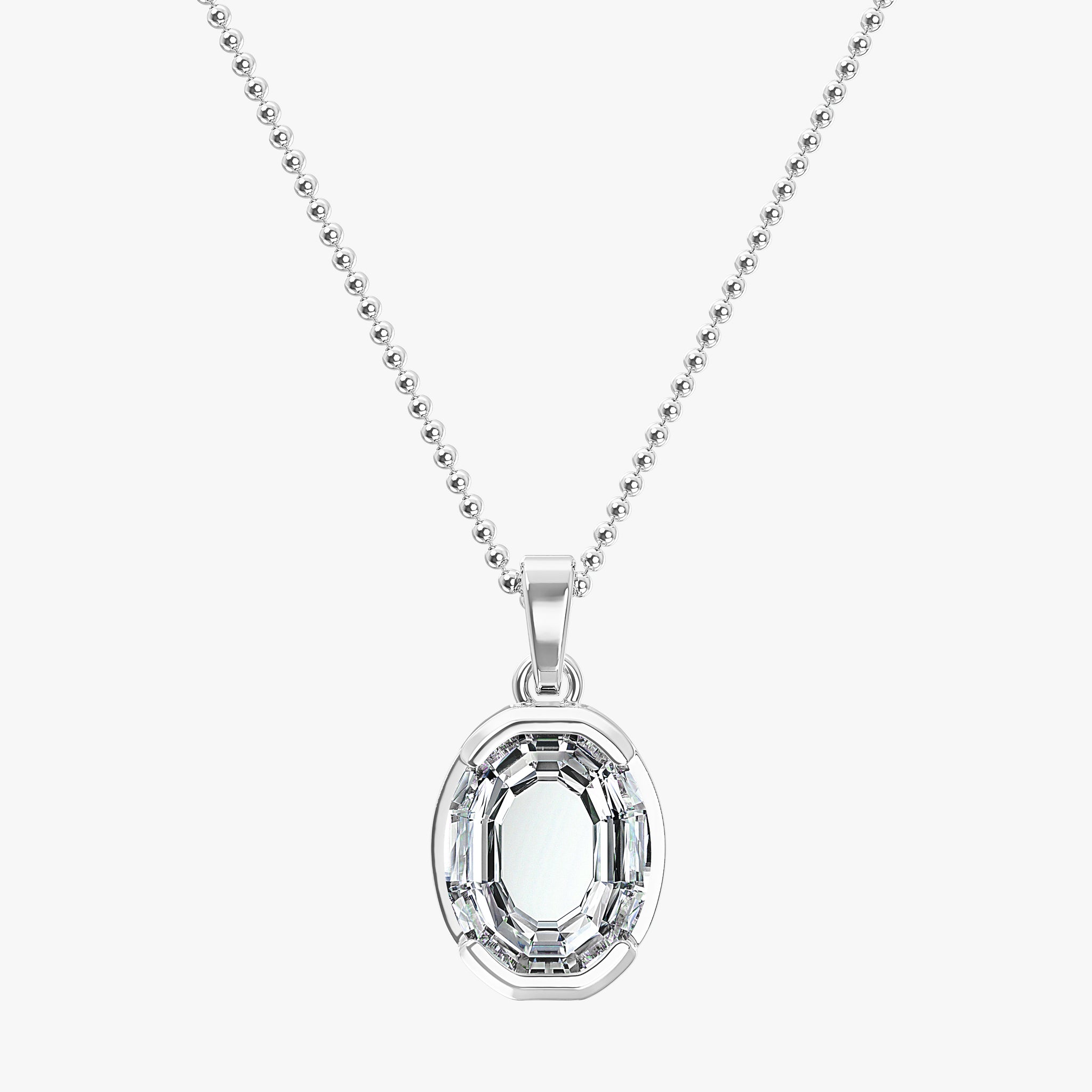 TYPE by J'EVAR 9MM O SOLITAIRE DIAMOND INITIAL PENDANT 18K White Gold ALTR Lab Grown Diamond Front View