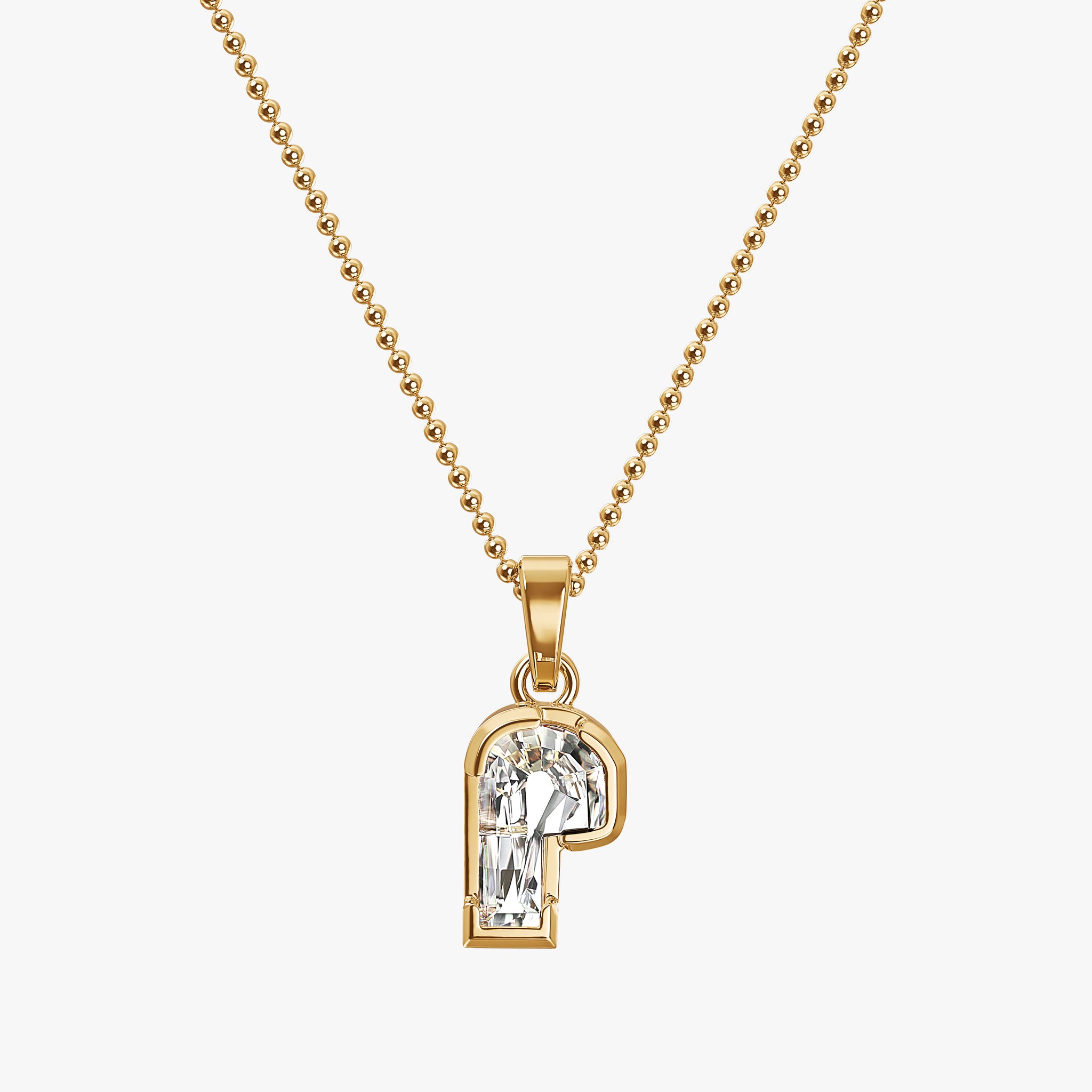 TYPE by J'EVAR 7MM P SOLITAIRE DIAMOND INITIAL PENDANT 18K Yellow Gold ALTR Lab Grown Diamond Front View