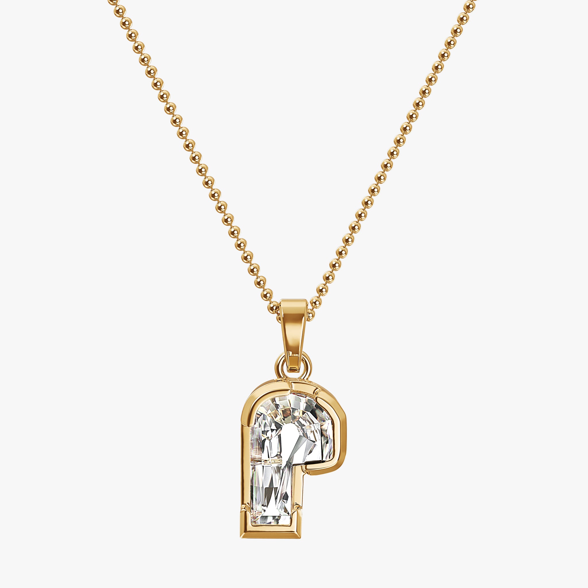 TYPE by J'EVAR 9MM P SOLITAIRE DIAMOND INITIAL PENDANT 18K Yellow Gold ALTR Lab Grown Diamond Front View