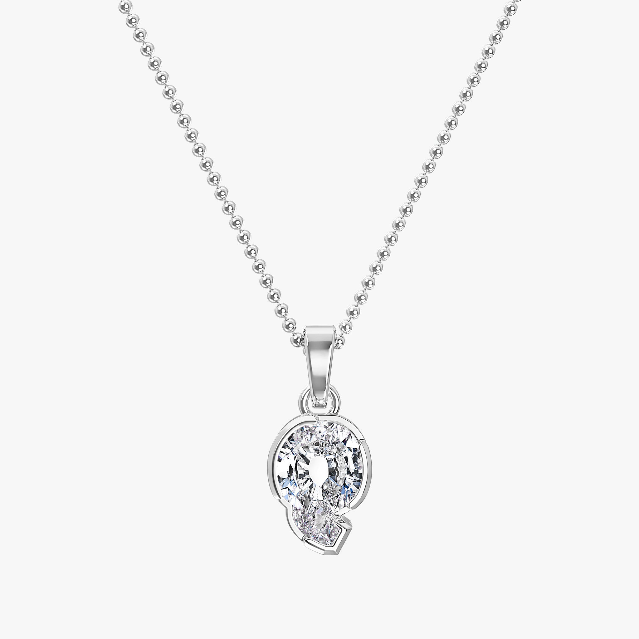 TYPE by J'EVAR 7MM LETTER Q SOLITAIRE DIAMOND INITIAL PENDANT 18K White Gold ALTR Lab Grown Diamond Front View