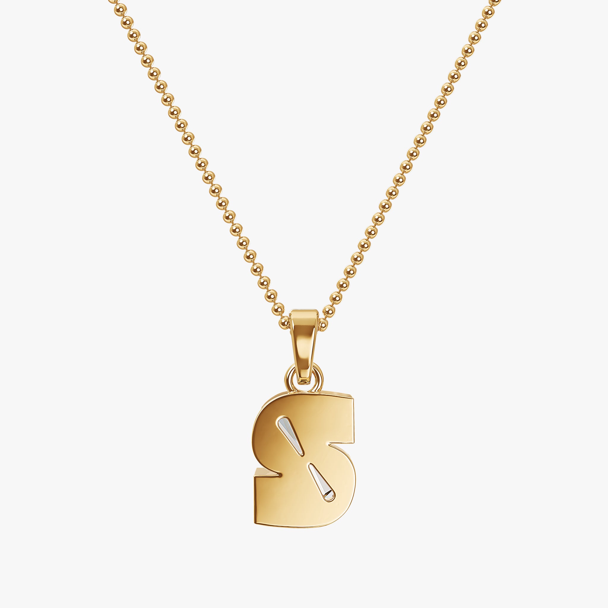 TYPE by J'EVAR 7MM LETTER S SOLITAIRE DIAMOND INITIAL PENDANT 18K Yellow Gold ALTR Lab Grown Diamond Back View