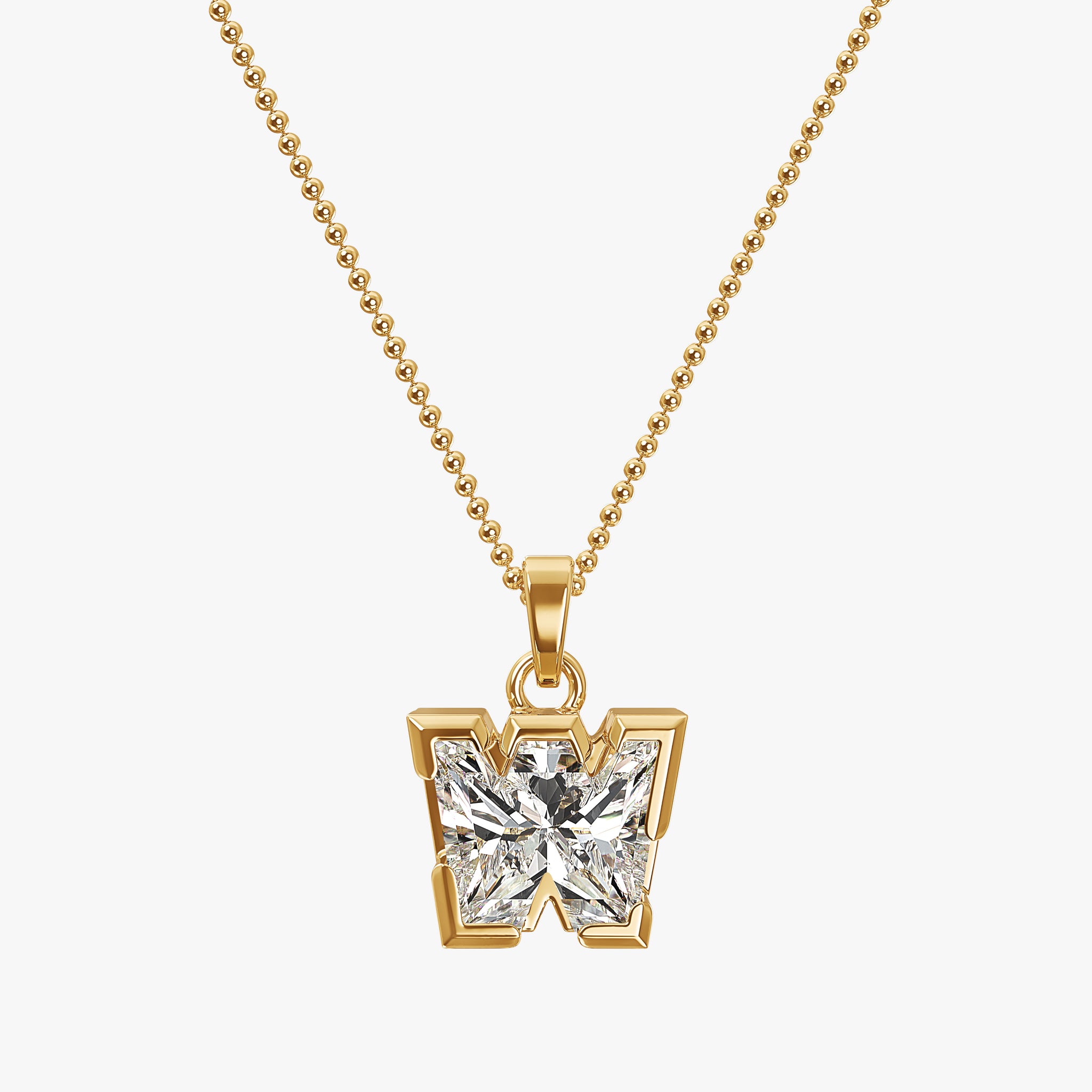 TYPE by J'EVAR 7MM W SOLITAIRE DIAMOND INITIAL PENDANT 18K Yellow Gold ALTR Lab Grown Diamond Front View