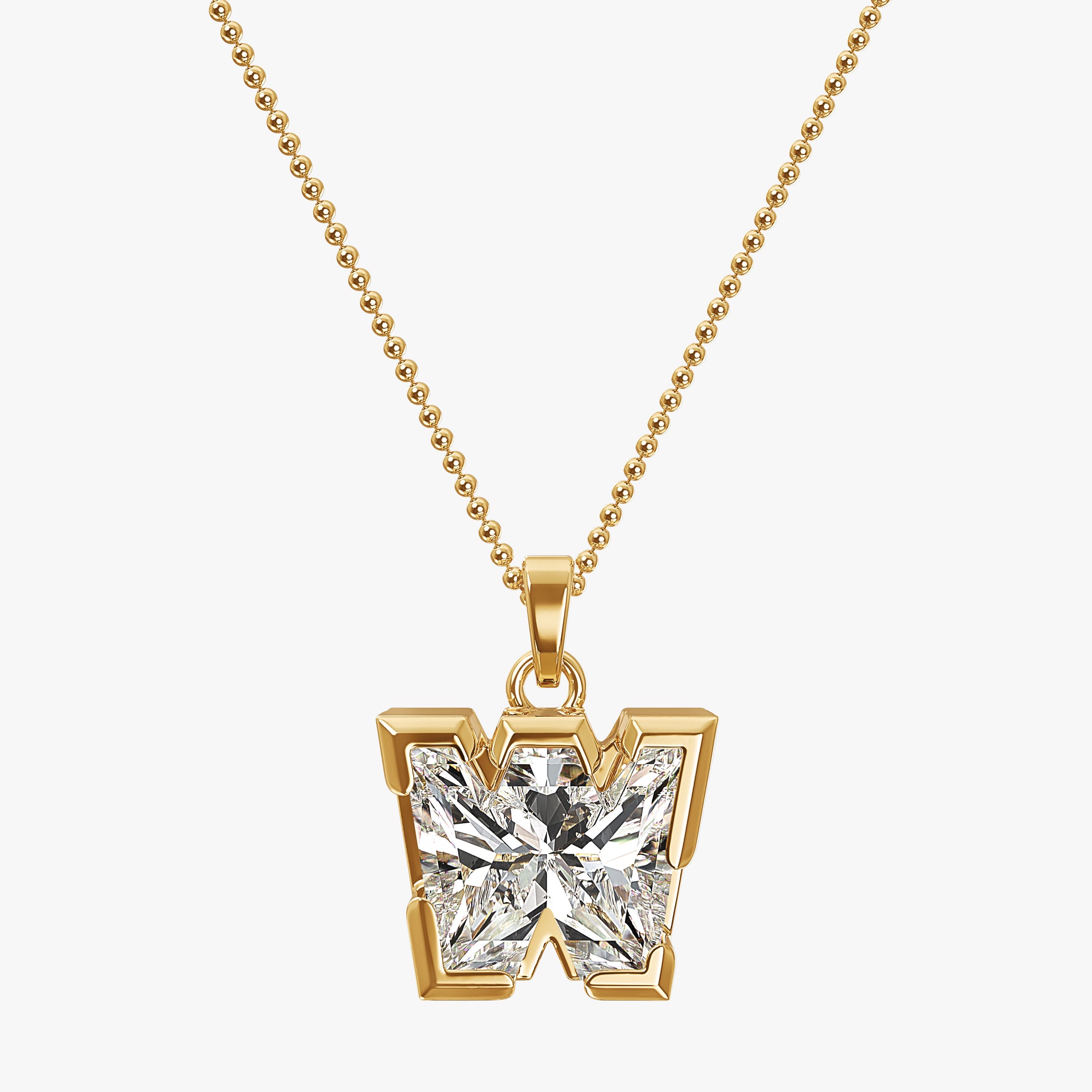 TYPE by J'EVAR 9MM W SOLITAIRE DIAMOND INITIAL PENDANT 18K Yellow Gold ALTR Lab Grown Diamond Front View