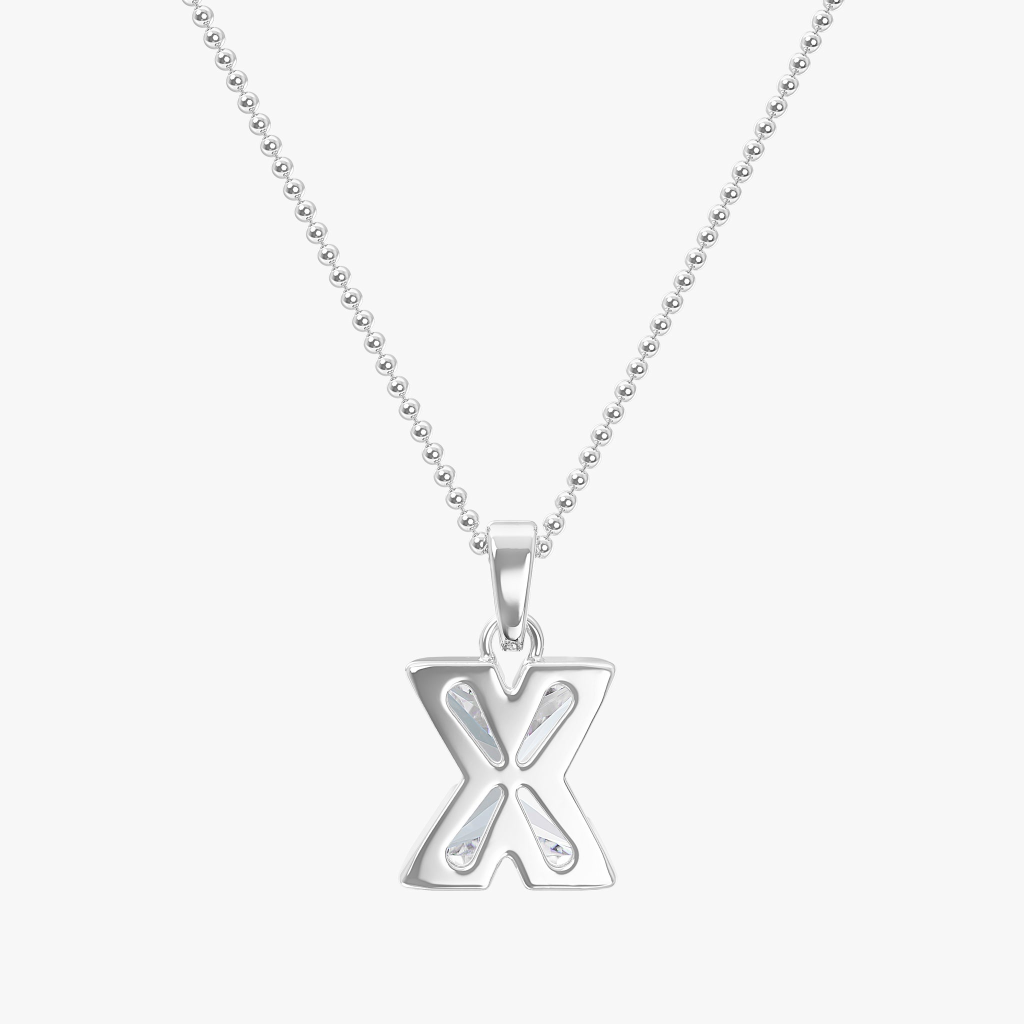 TYPE by J'EVAR 7MM LETTER X SOLITAIRE DIAMOND INITIAL PENDANT 18K White Gold ALTR Lab Grown Diamond Back View